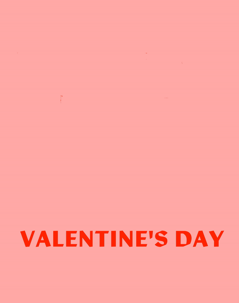 Pink background with bold red text that reads 'Valentine's Day' at the bottom.