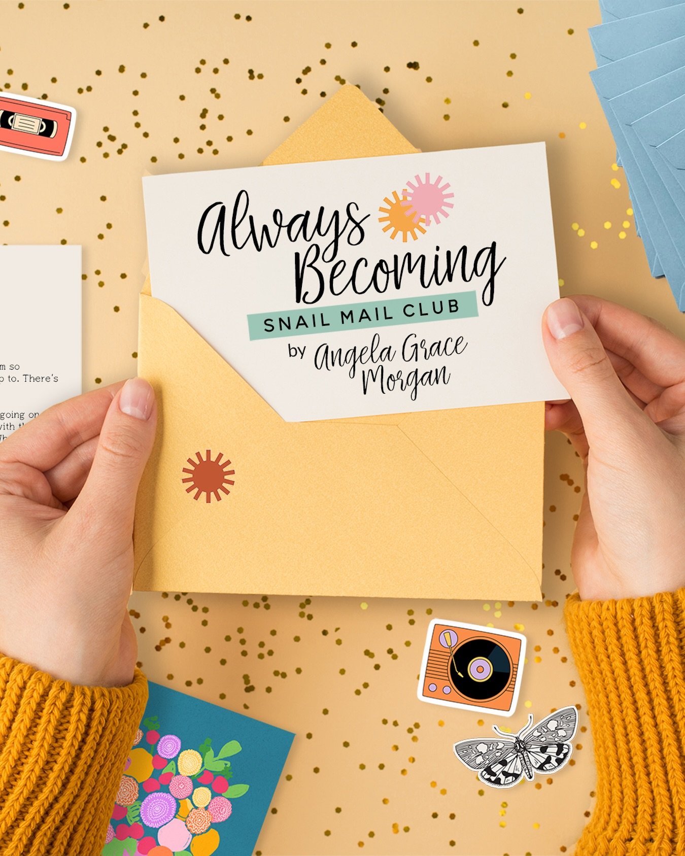 Introducing Always Becoming 💌

A new monthly snail mail club from Provender Press Founder &amp; Publisher, Angela Grace Morgan. @angelagracehere 

Each month, subscribers will receive a thoughtfully curated envelope filled with letters, art prints, 