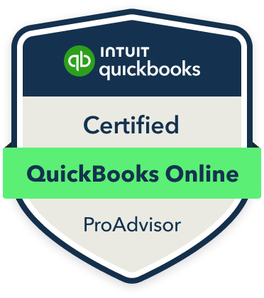 Certification badge for QuickBooks Online ProAdvisor from Intuit QuickBooks.