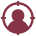 Maroon circular target icon with a person silhouette in the center