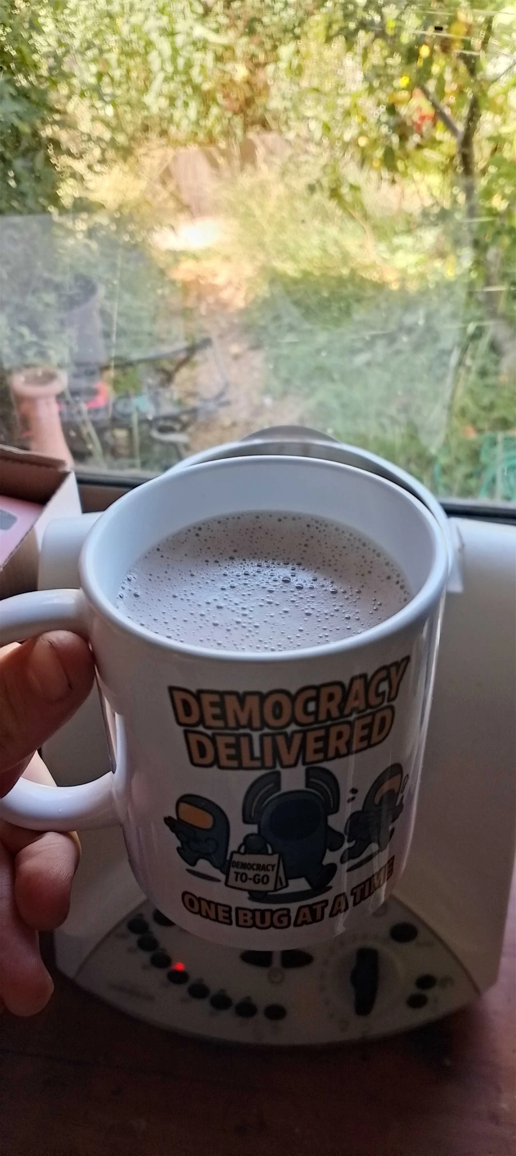 CUSTARD DRINK, HOT CHOCLATE ,COFFEE OR A CUP OF LIBER -TEA TO CONTINUE THE FIGHT FOR SUPER EARTH.