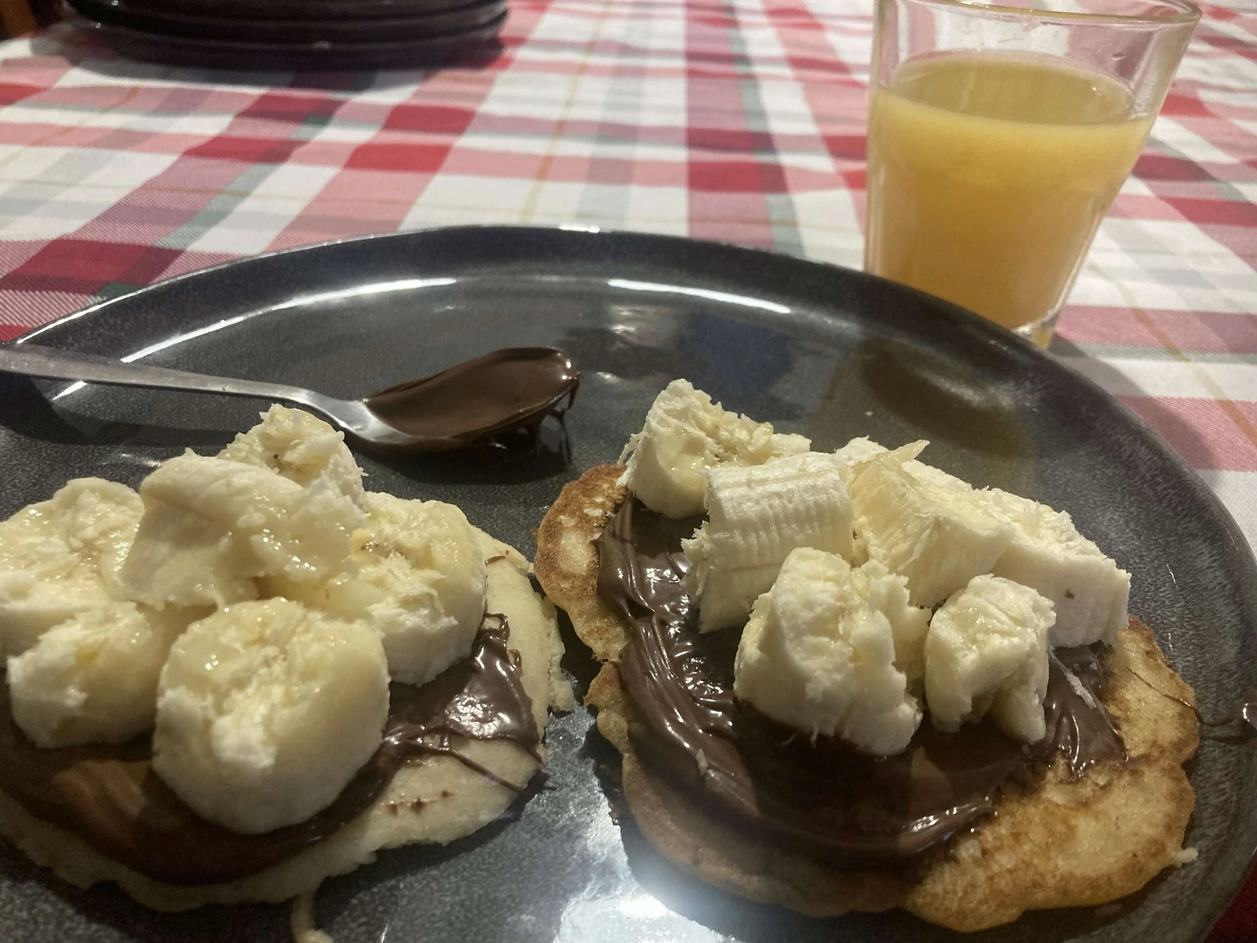 NUTELLA AND BANANA ON PANCAKES