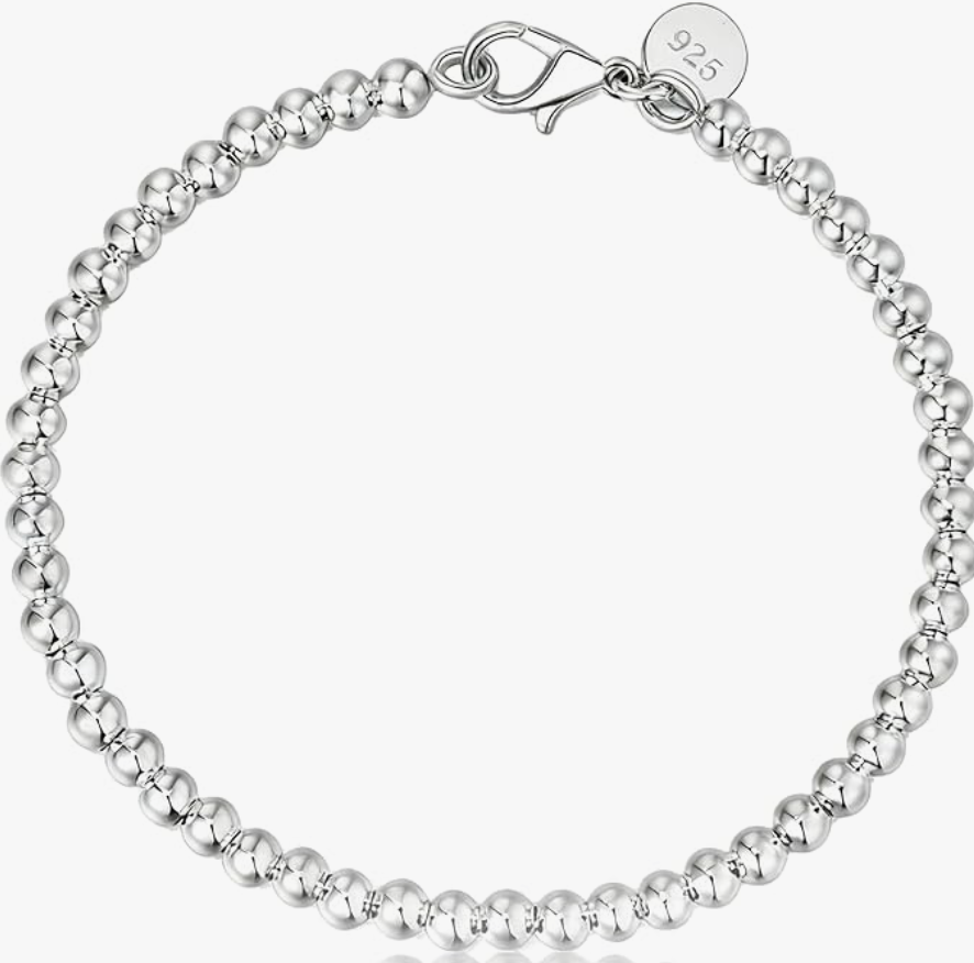 20cm Silver Beaded Bracelet with Clasp
