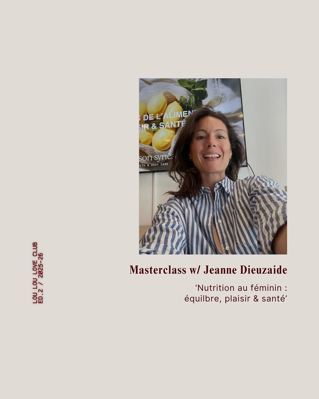 MASTERCLASS MERCREDI 15 OCTOBRE &Agrave; 12H30 w/ @jeannedieuzaide de @but_first_nutrition 

NUTRITION AU F&Eacute;MININ : &eacute;quilibre, plaisir et sant&eacute;
&mdash; Votre corps change, vos besoins aussi. Et si la nutrition devenait votre meil