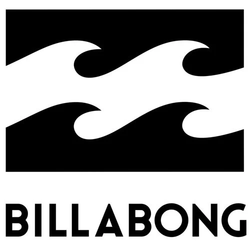 Billabong logo with stylized wave symbols above the brand name.