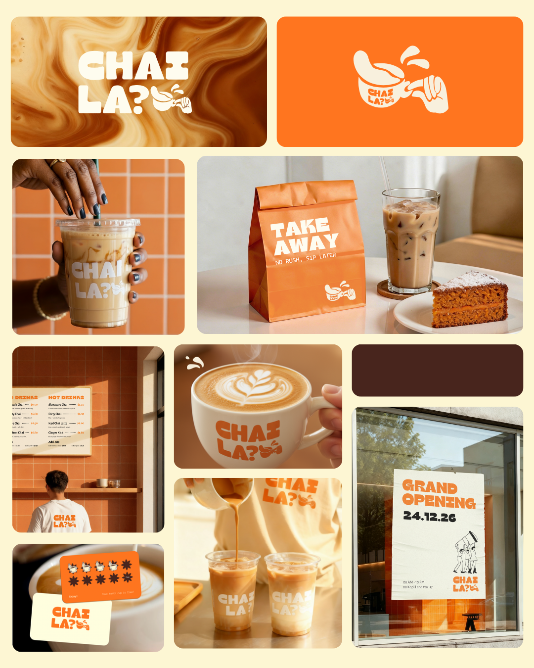 Full brand identity presentation for modern chai cafe
