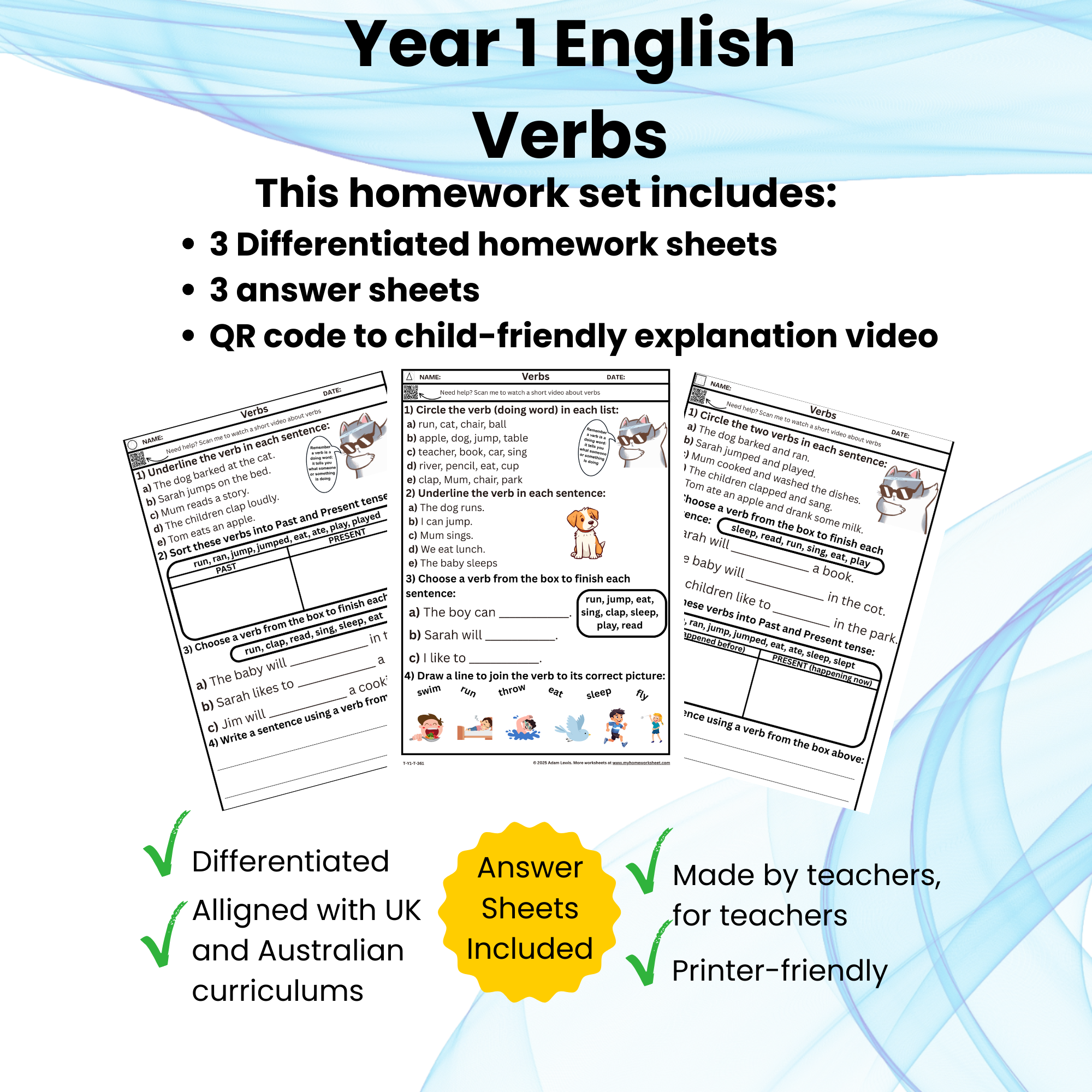 Year 1 Verbs Homework 361-363