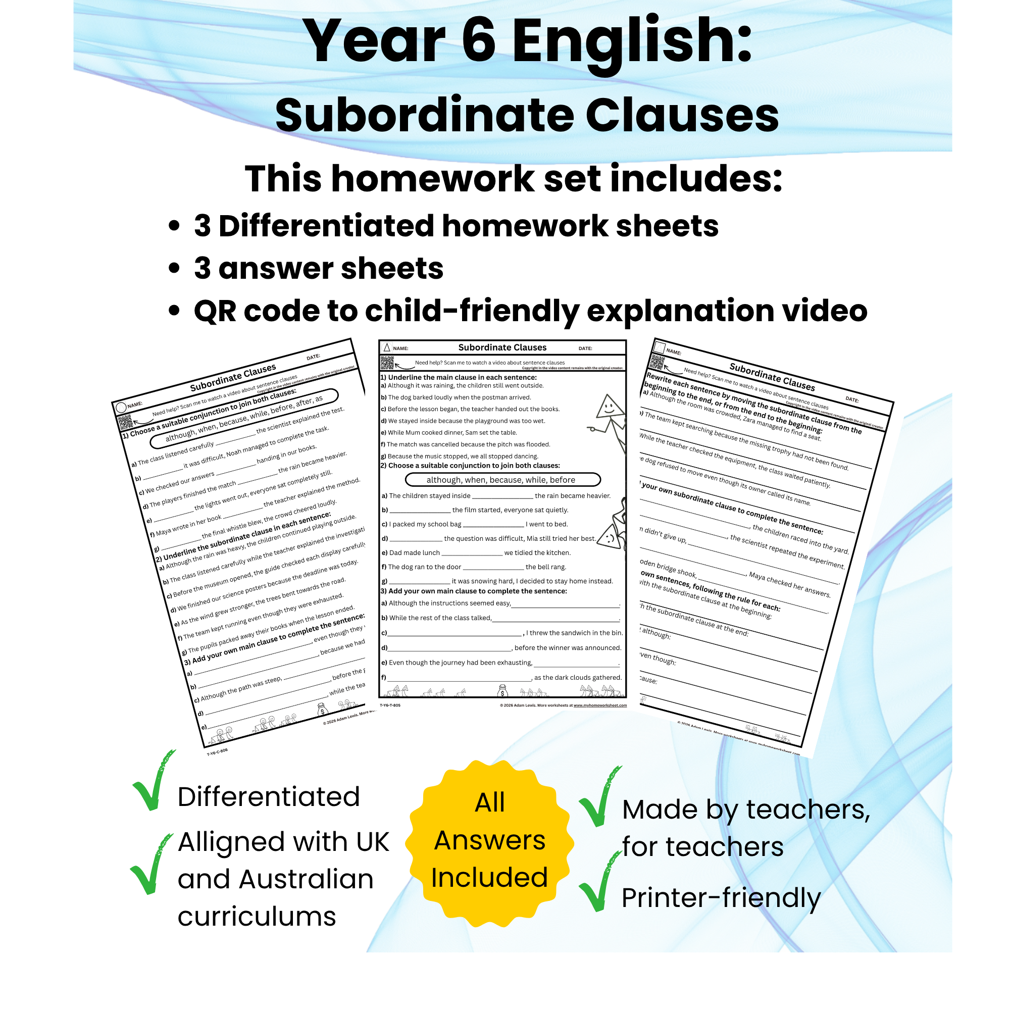 Year 6 Subordinate Clauses (805-807)