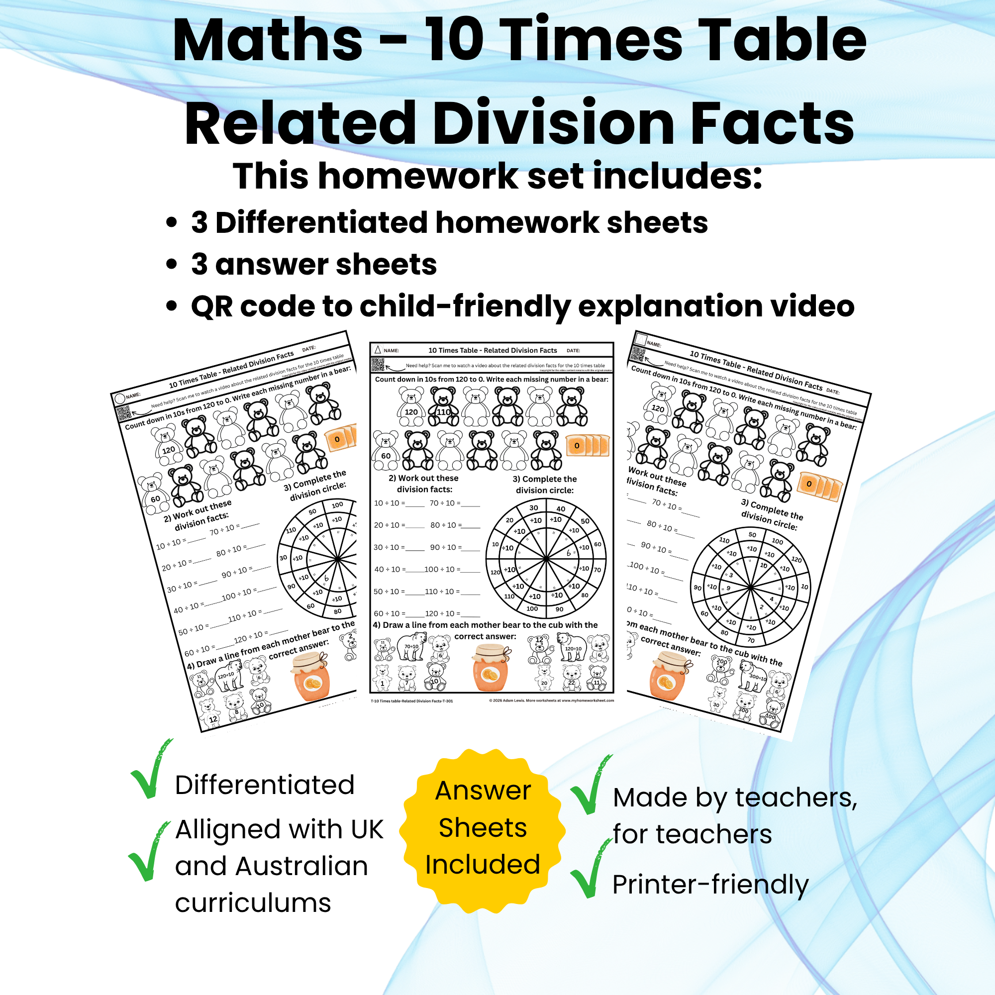 10 Times Table – Related Division Facts Set (301-303)