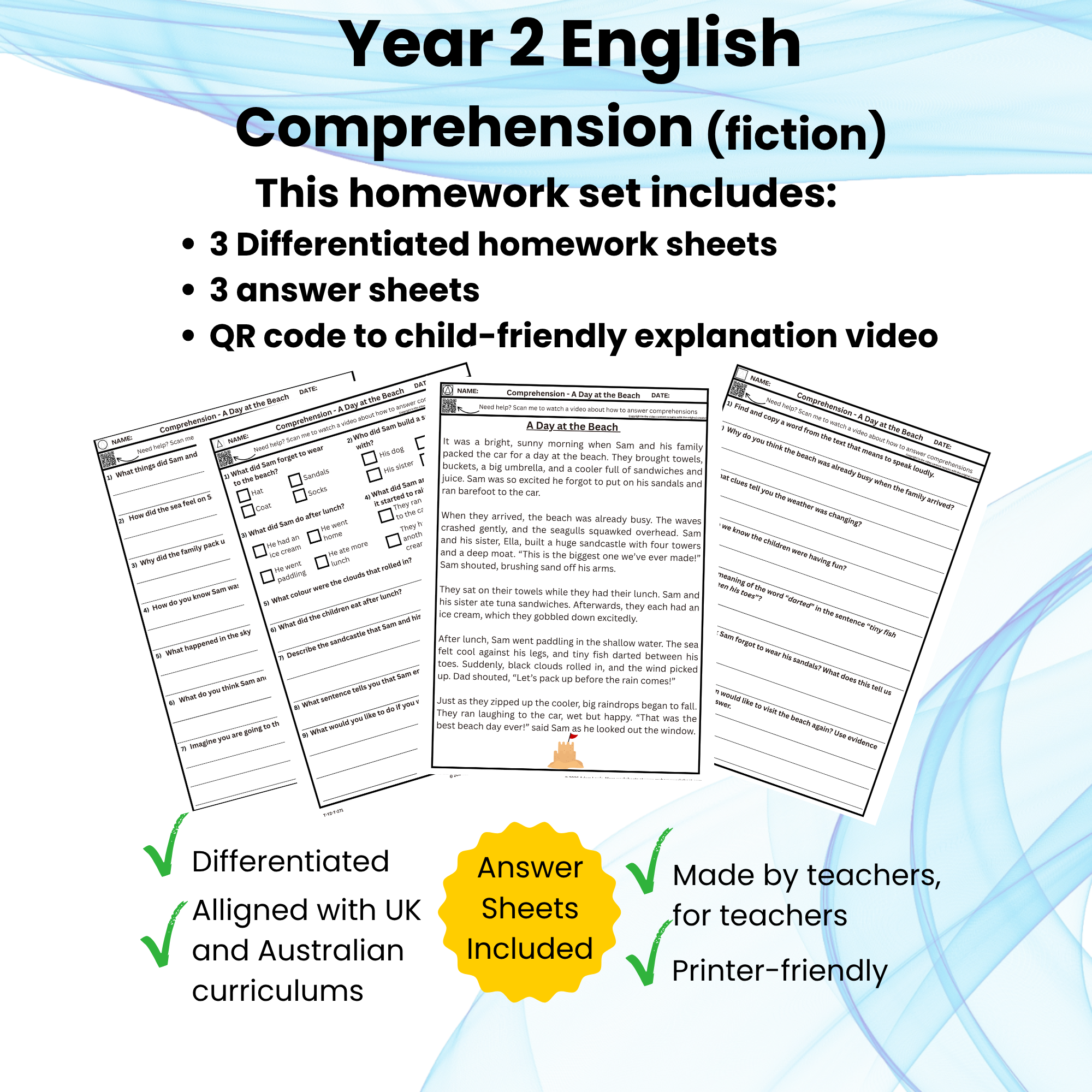 Year 2 Fiction Comprehension Worksheet Set (271-273)