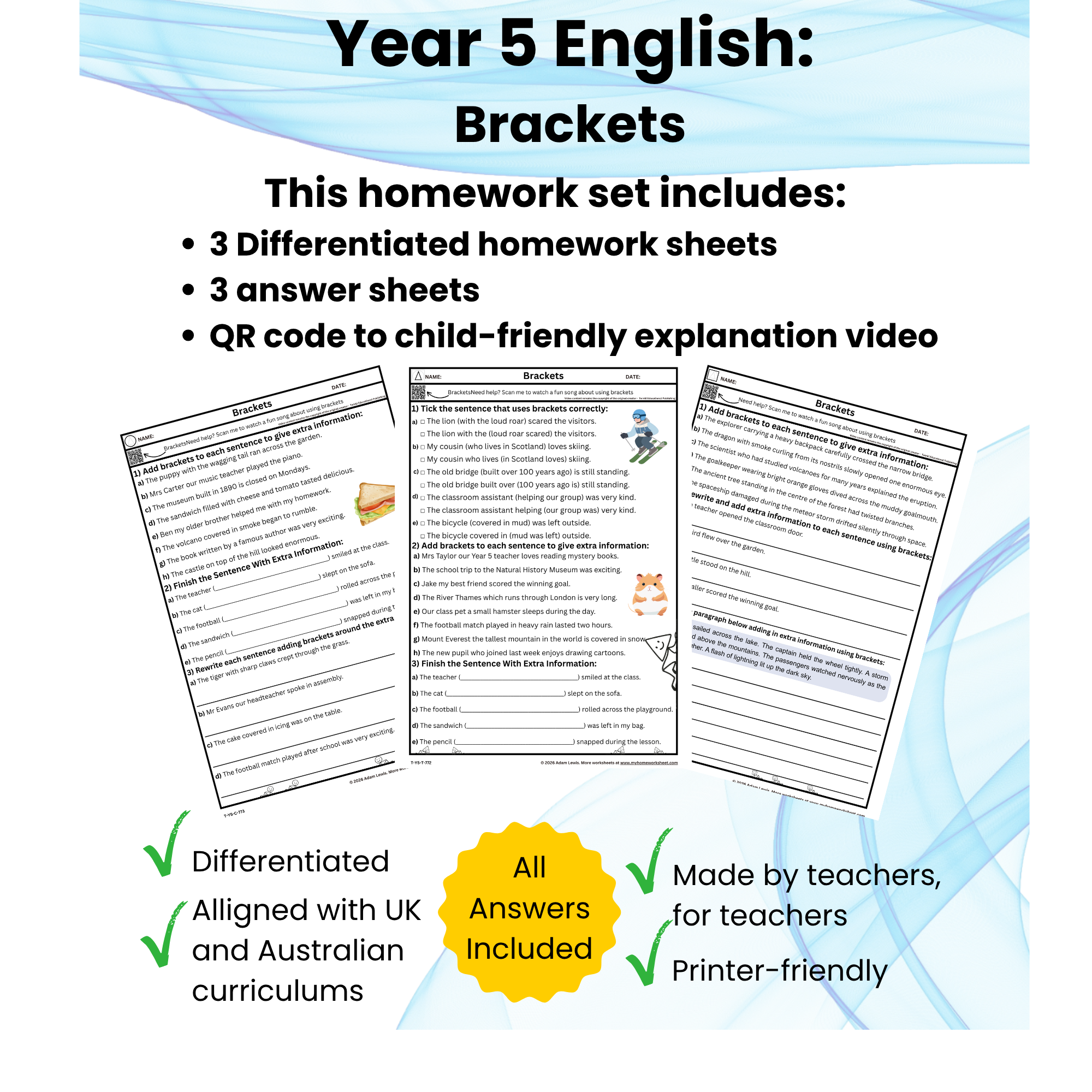 Year 5 Brackets Worksheets (772-774)