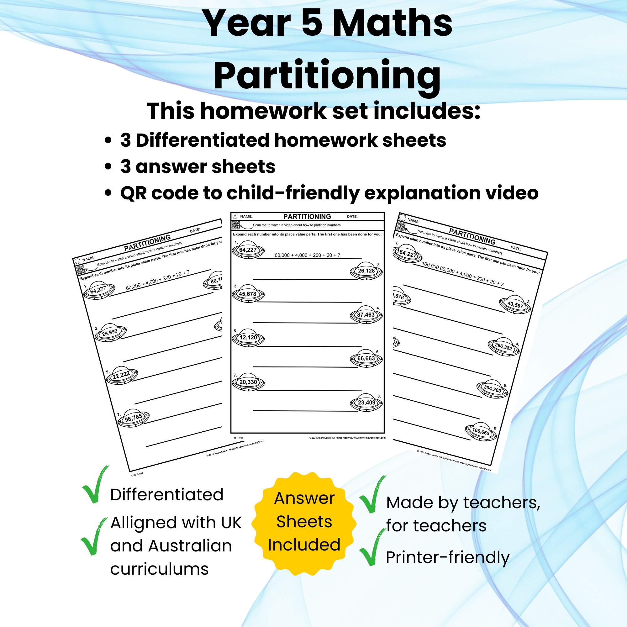 Y5 Daily Maths – Partitioning (Sets 061–063)
