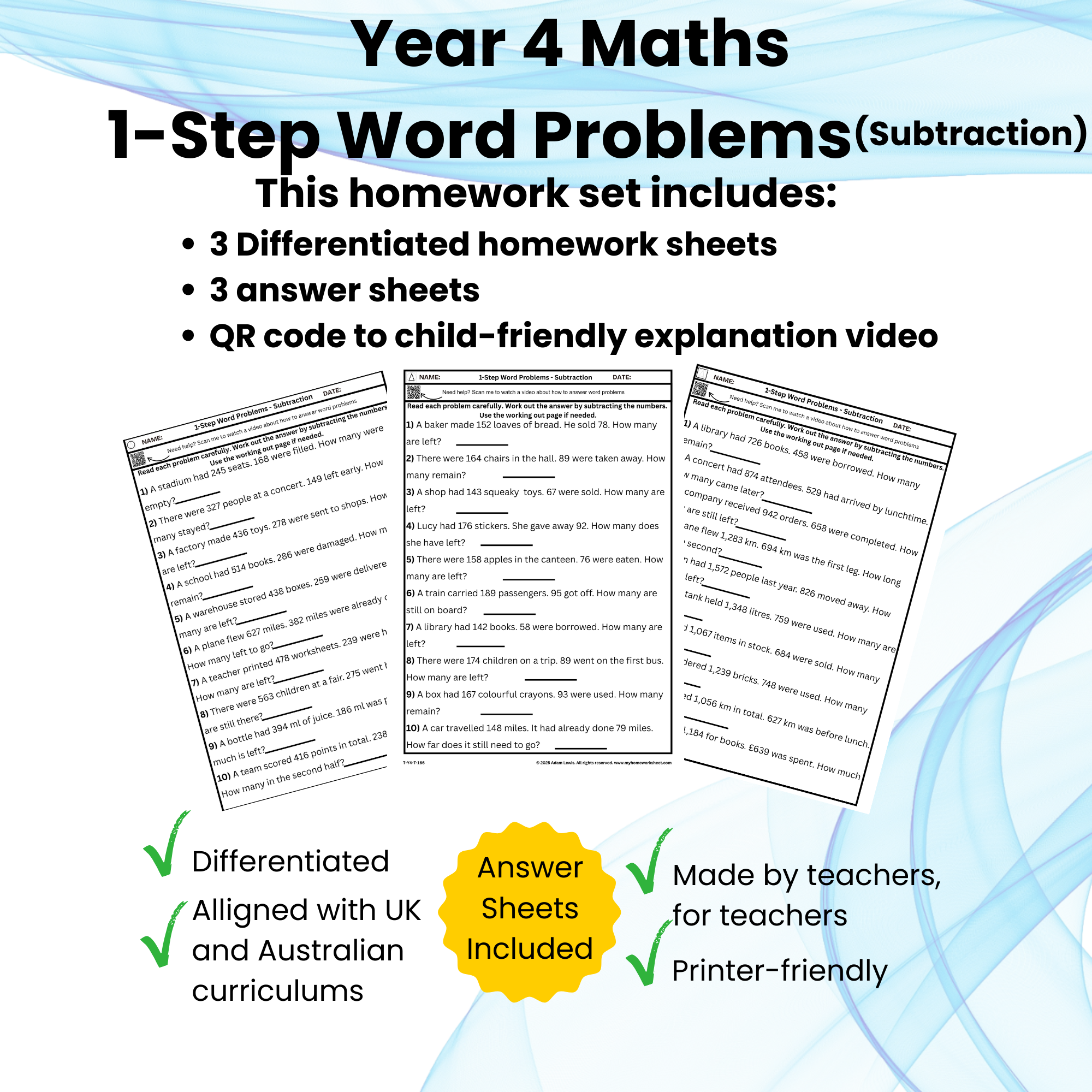 Y4_One_Step_Word Problems_Subtraction_166-168