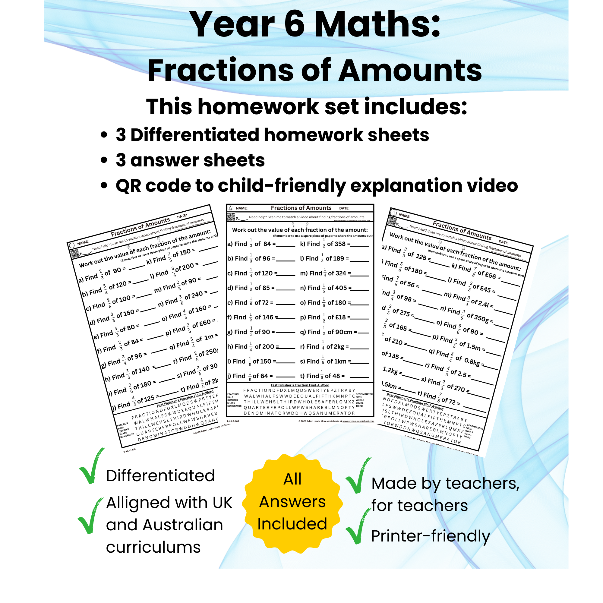 Year 2 Types of Sentences Worksheet Set (3 pages + 3 answer sheets) 253-255
