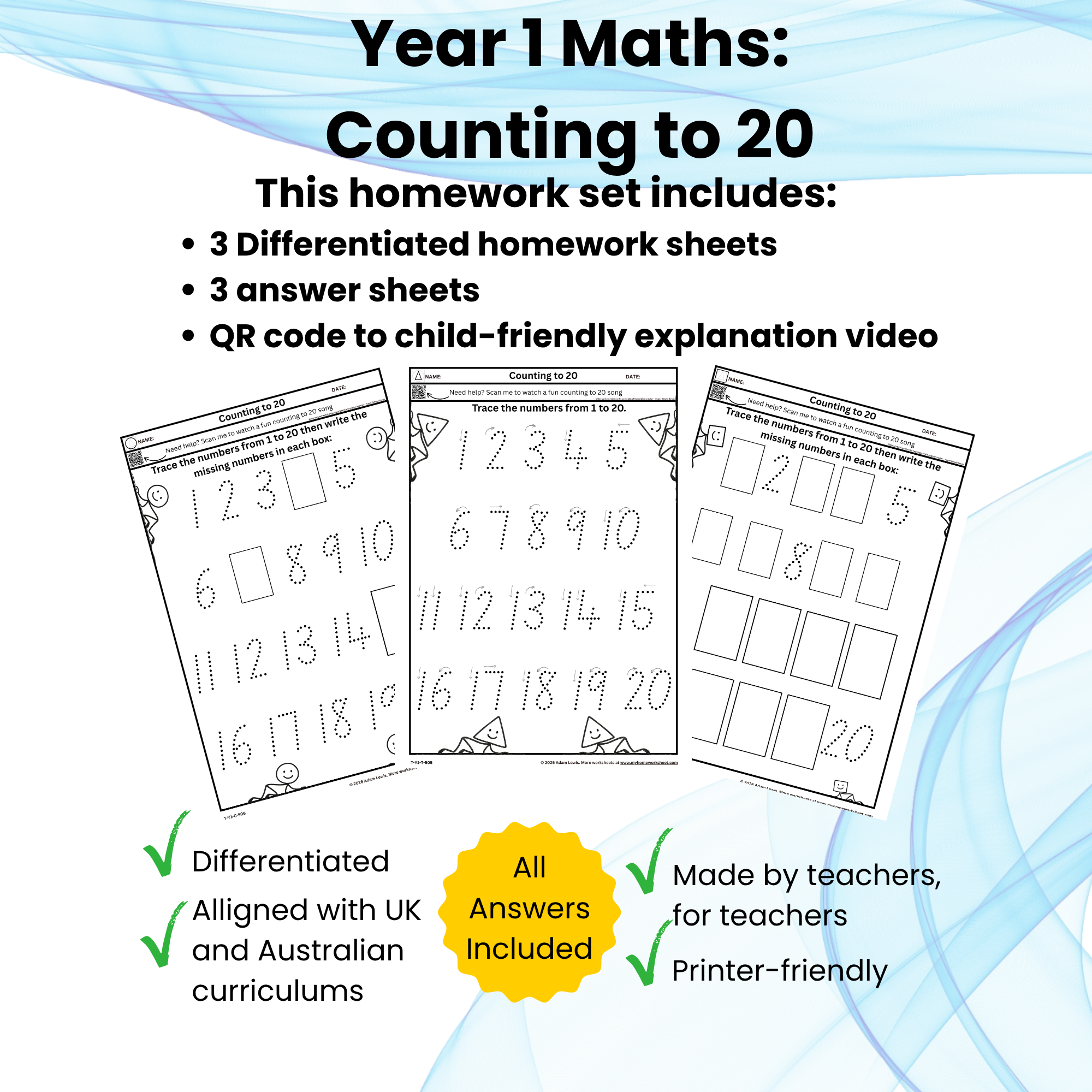 Year 1 Counting to 20 Worksheets (505-507)