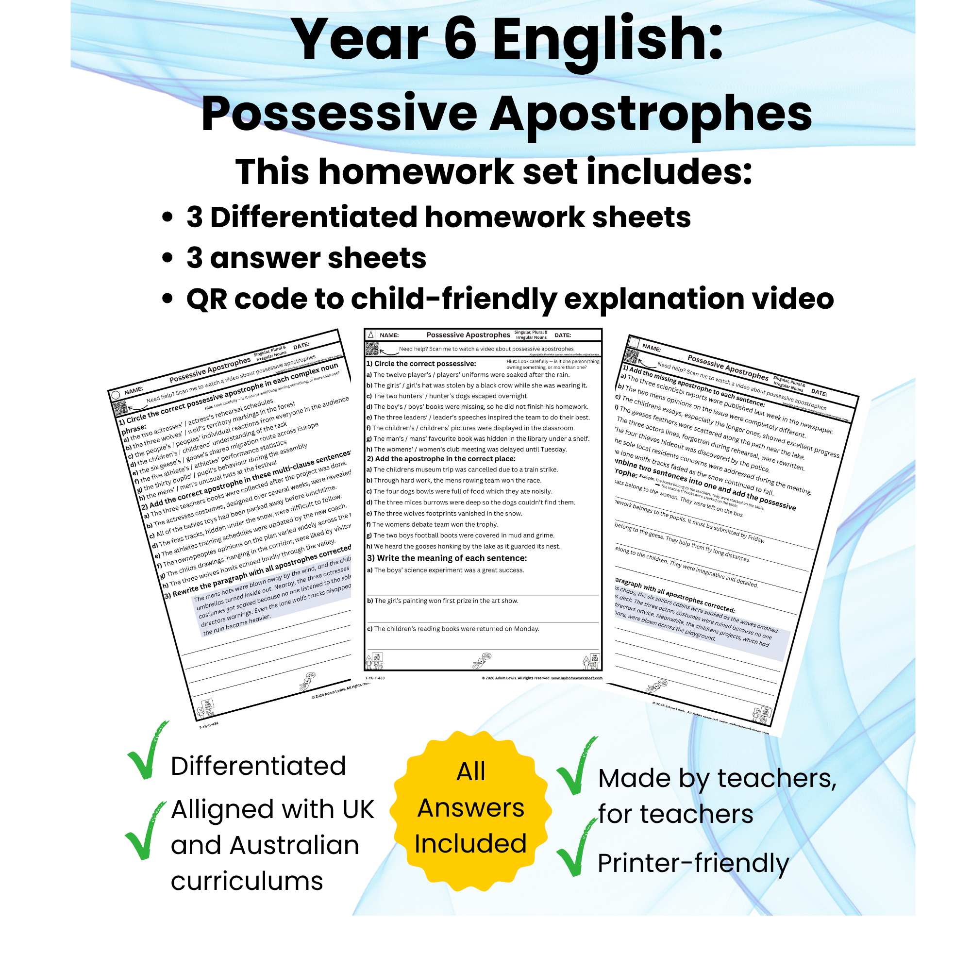 Year 6 Possessive Apostrophes (433-435)