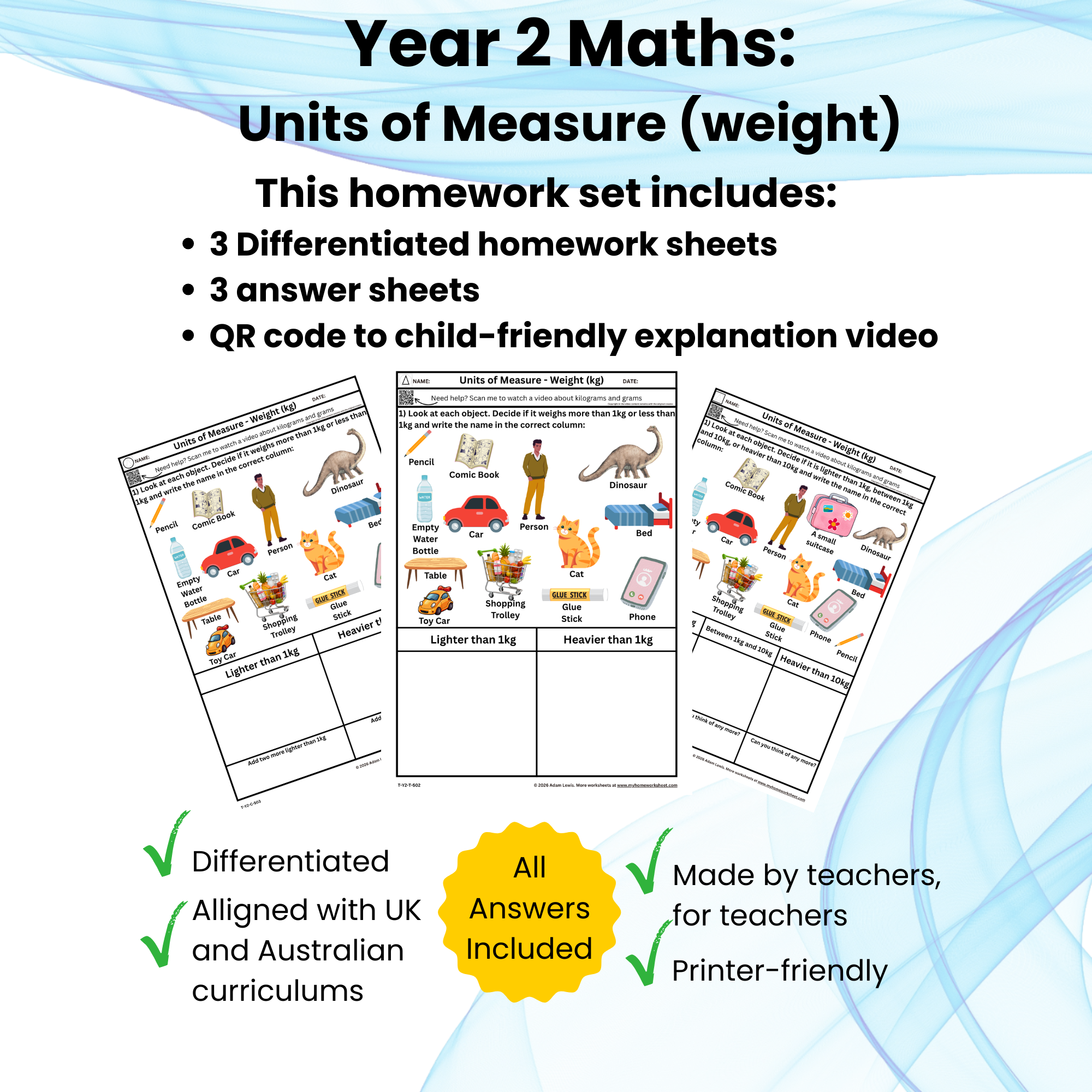 Year 2 Weight Worksheets (502-504)