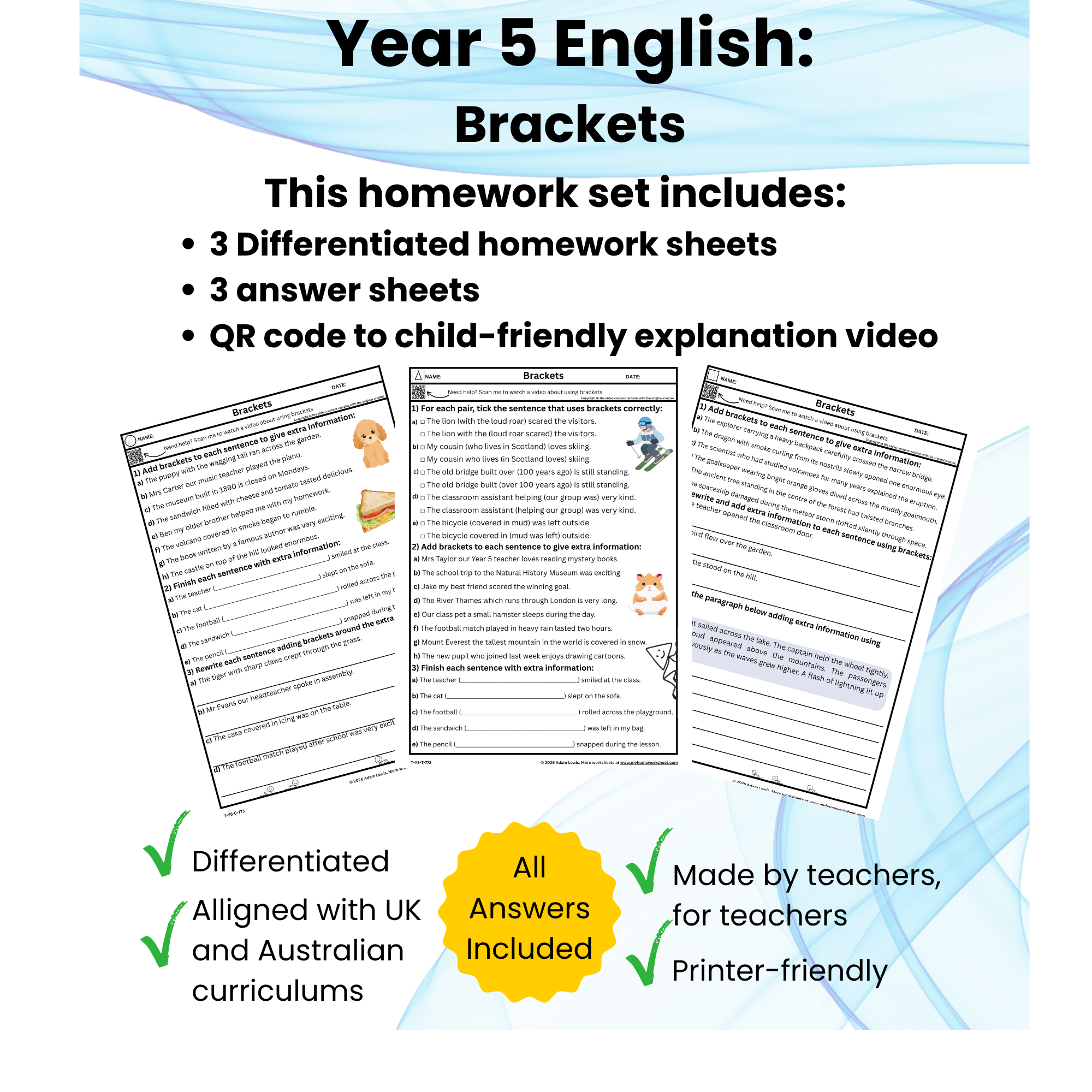 Year 5 Brackets Worksheets (772-774)