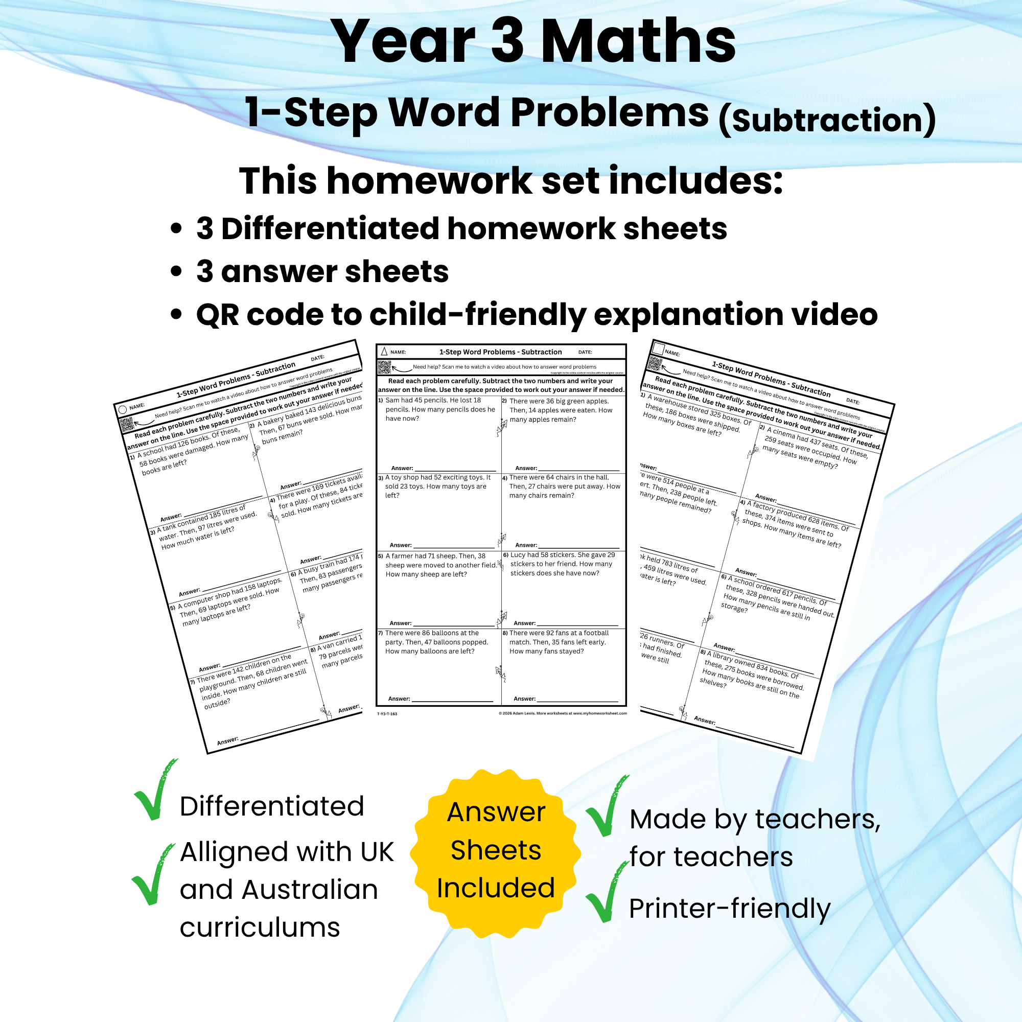 Product_Image_Year_3_Maths_One_Step_Subtraction_Word_problems_163-165.png