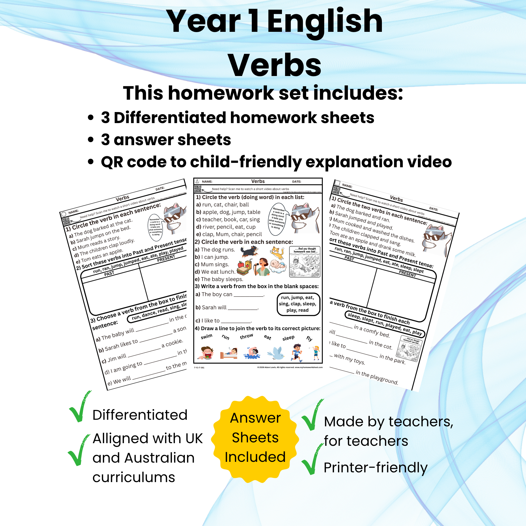 Year 1 Verbs Homework (361-363)
