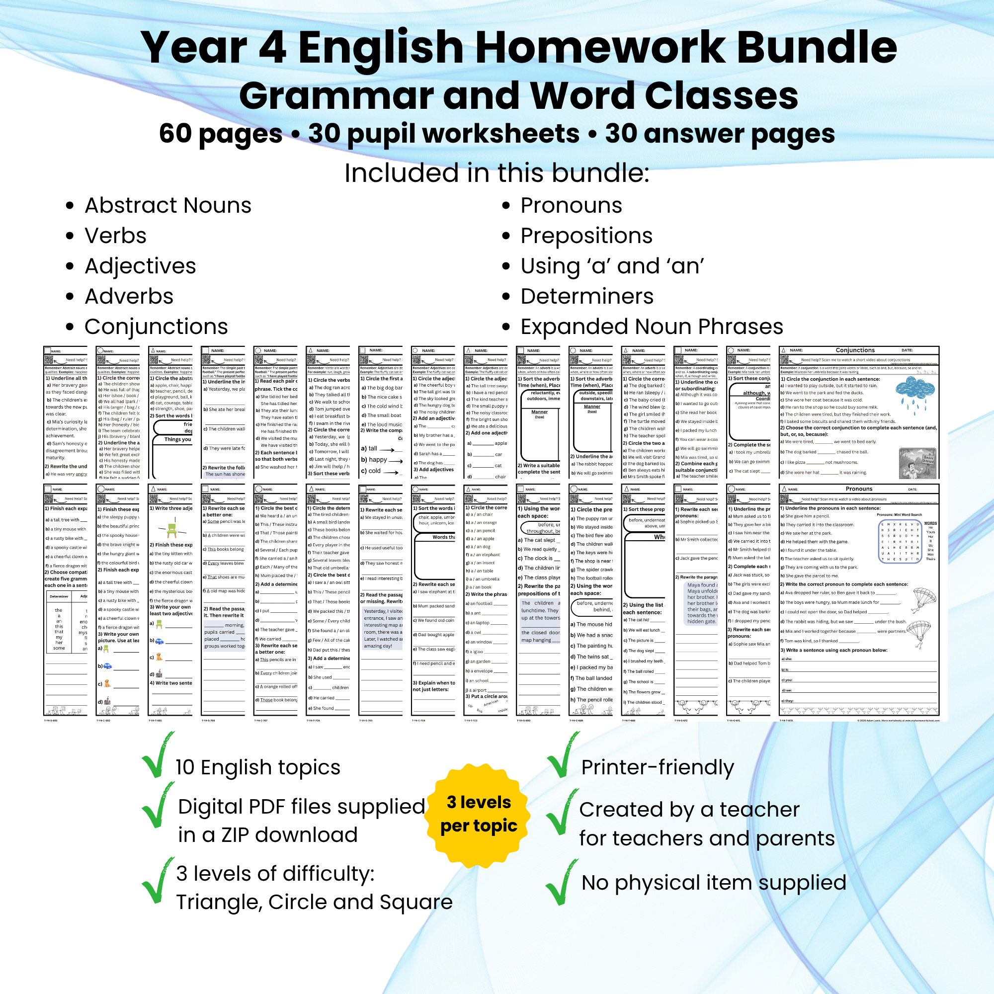 Year 4 Grammar and Word Classes Bundle