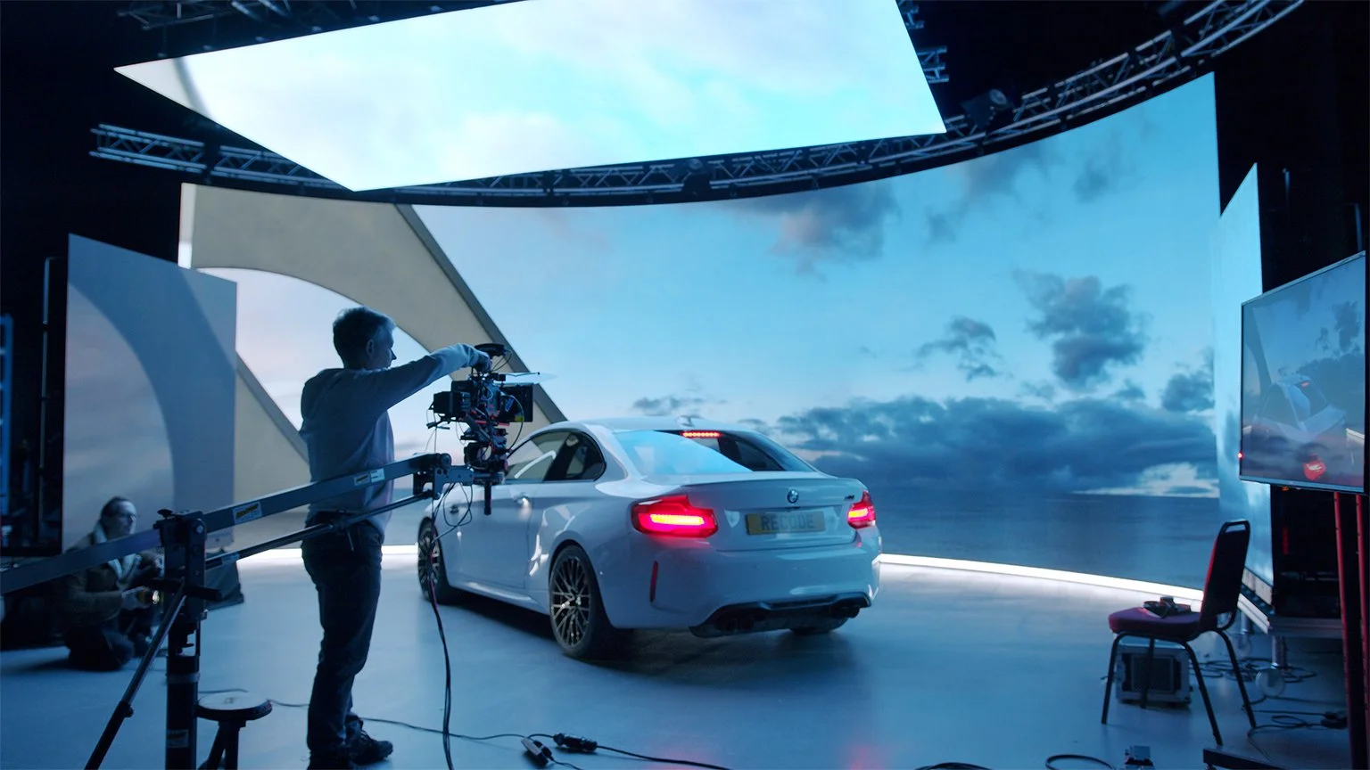 On set VP supervision, Virtual production supervision on set in RecodeXR volume for BMW