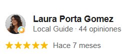 Imagen de perfil de Laura Porta Gomez con 44 opiniones y 5 estrellas de calificación.
