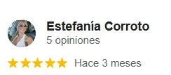 Nombre: Estefanía Corroto, 5 opiniones, hace 3 meses, calificación de 5 estrellas