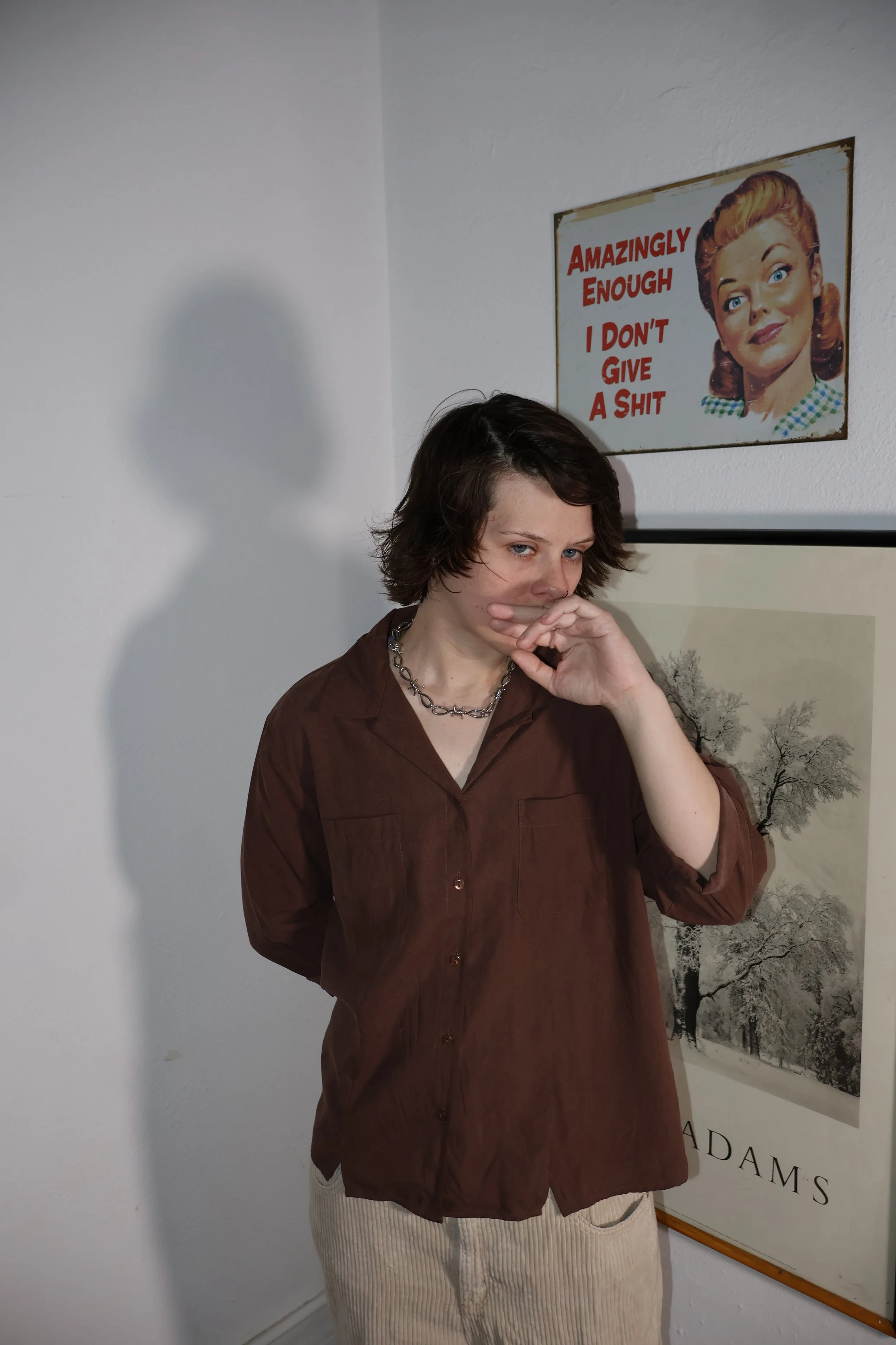 Vintage Brown Silk Button Down Unisex