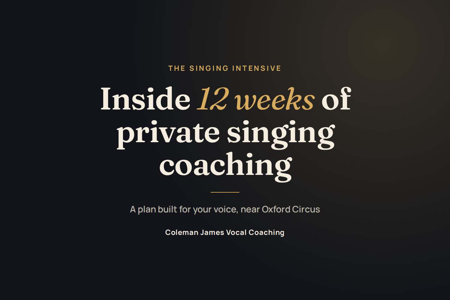 The Singing Intensive: what it actually is