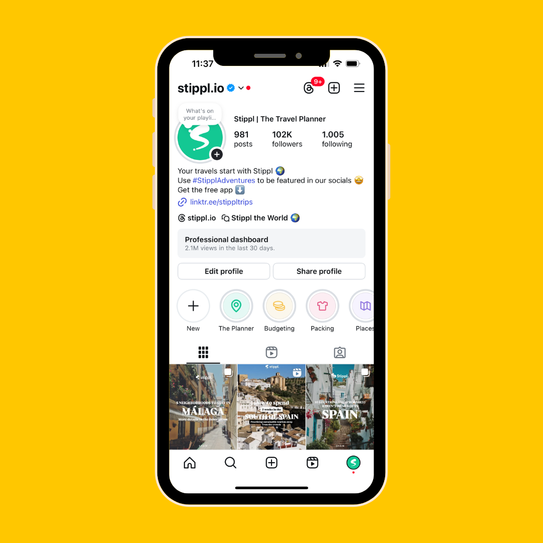 A phone showcasing how I grew an Instagram account to over 100k followers