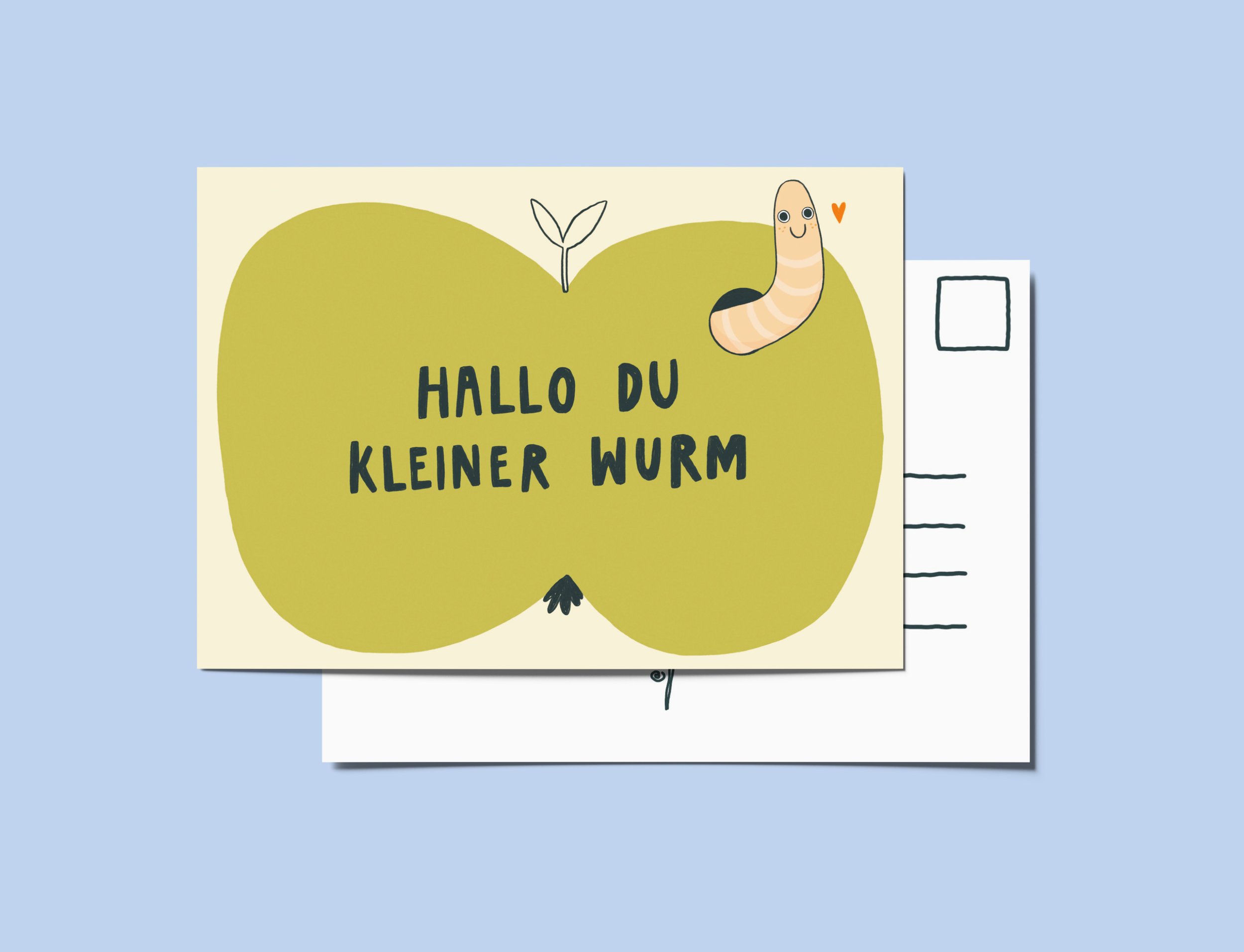 Postkarte - Hallo du kleiner Wurm