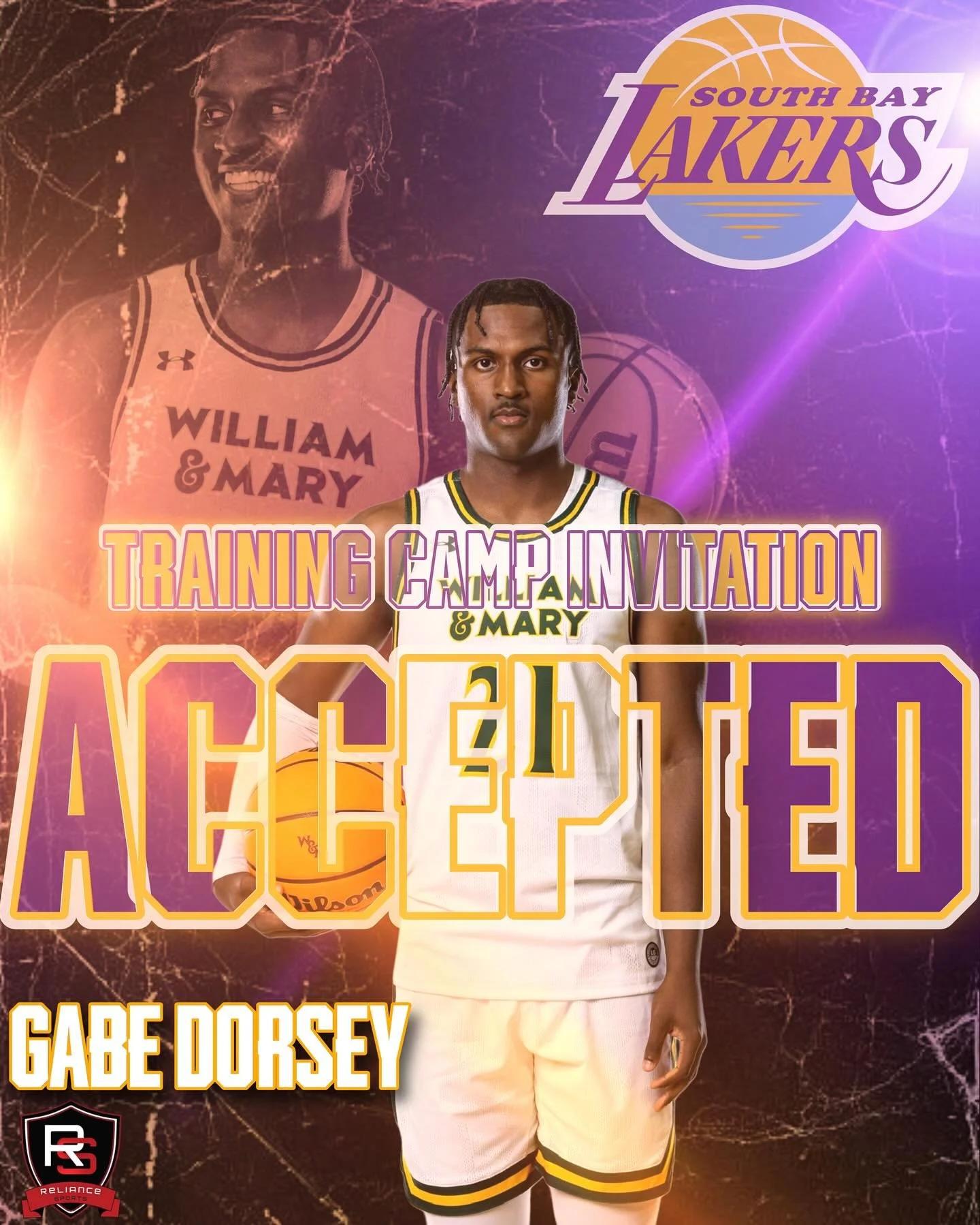 🚨 Big News from Reliance Sports 🚨

Congratulations to our family member Gabe Dorsey on accepting his invitation to attend training camp with the South Bay Lakers of the NBA G League. 🏀💪

Your hard work, dedication, and focus continue to open door