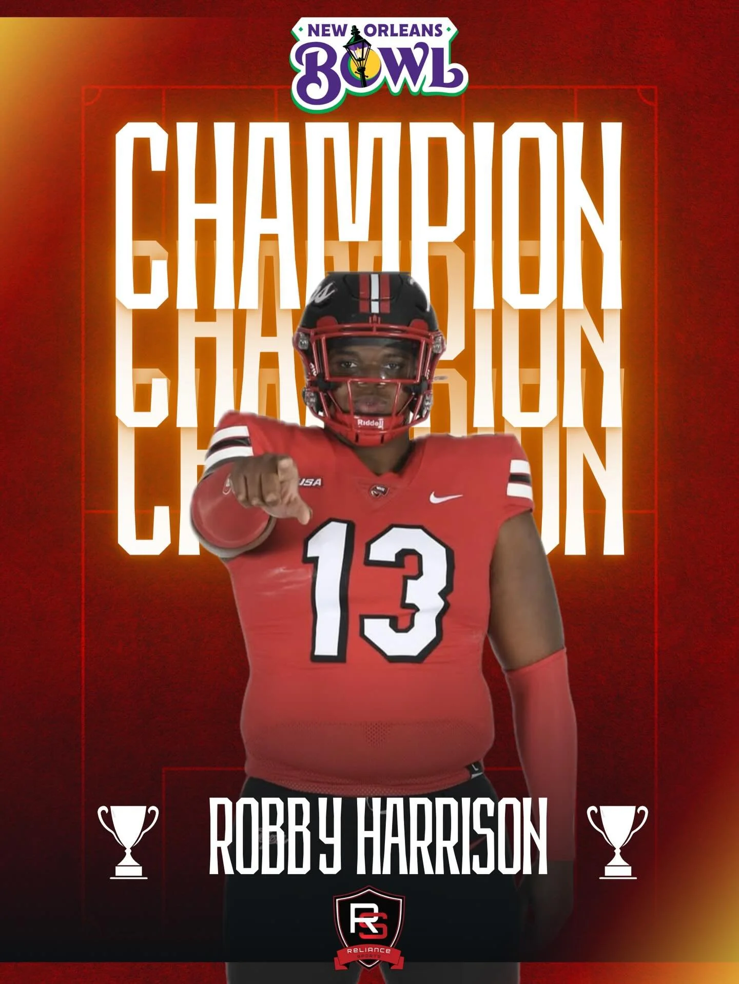 Champions in the Bayou! 🏆 Congrats to Robby Harrison &amp; the WKU Hilltoppers on a huge New Orleans Bowl victory! Proud of you! 🎈 #HilltopperNation #RelianceSports #FamilyFirst
