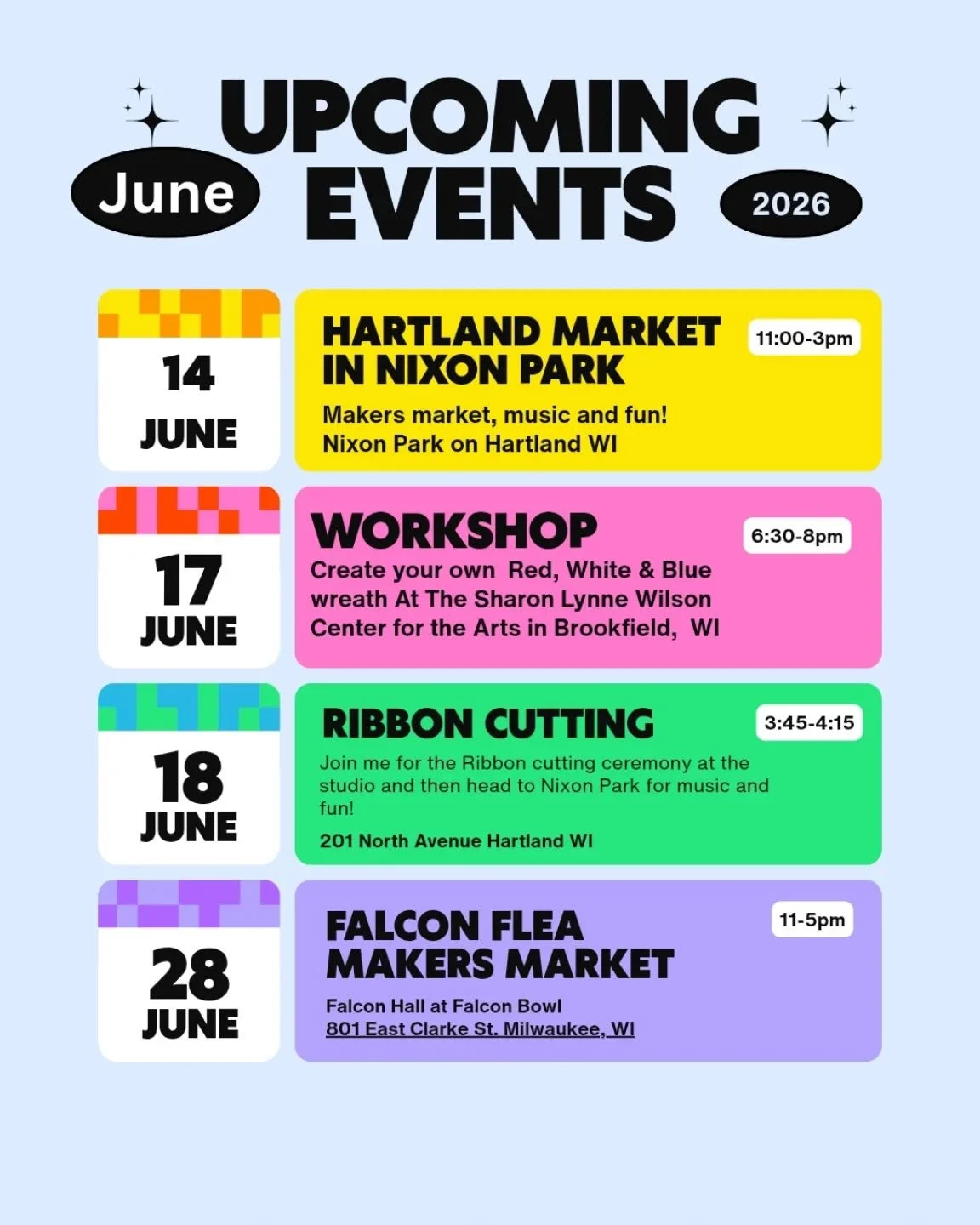 Dropping these dates right HERE for you! 

It's finally market time!

I will be set up in Nixon Park on June 14th and July 12th
(Share this with your Lake Country People!!! Please 🙏 and thank you.)

So excited to also be in one of my favorite areas 