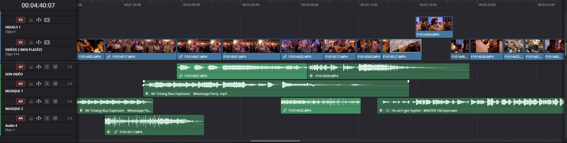 capture d'écran d'un logiciel de montage