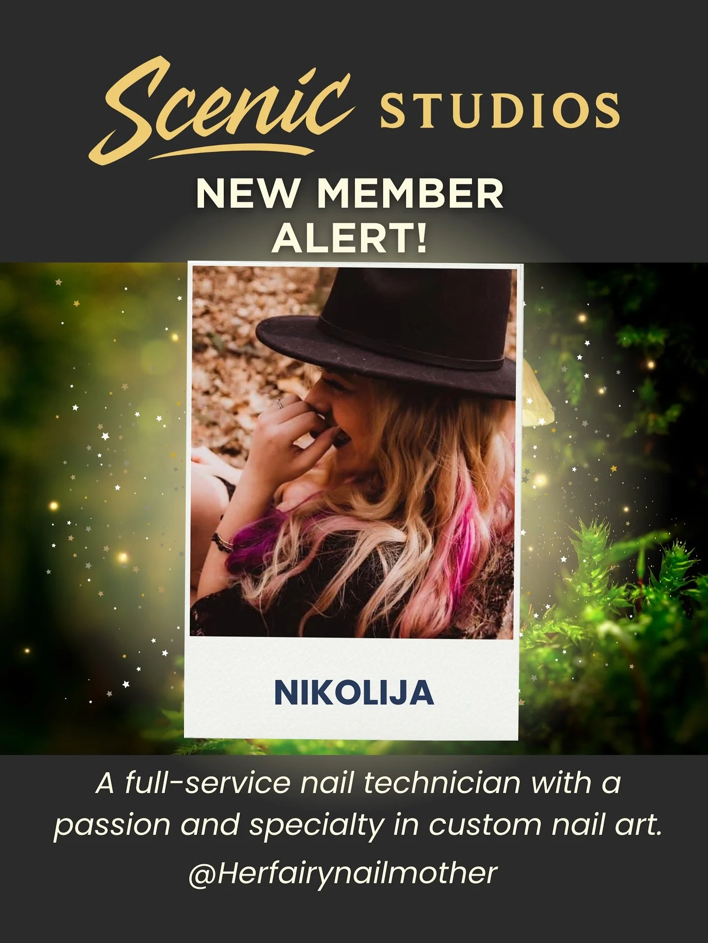 💅 Big shoutout and warm welcome to our newest team member &mdash; the one and only @herfairynailmother 🧚&zwj;♀️✨

Nikolija is officially bringing her full-service nail magic to Scenic Studios, and trust us&hellip; you&rsquo;re gonna want to get in 