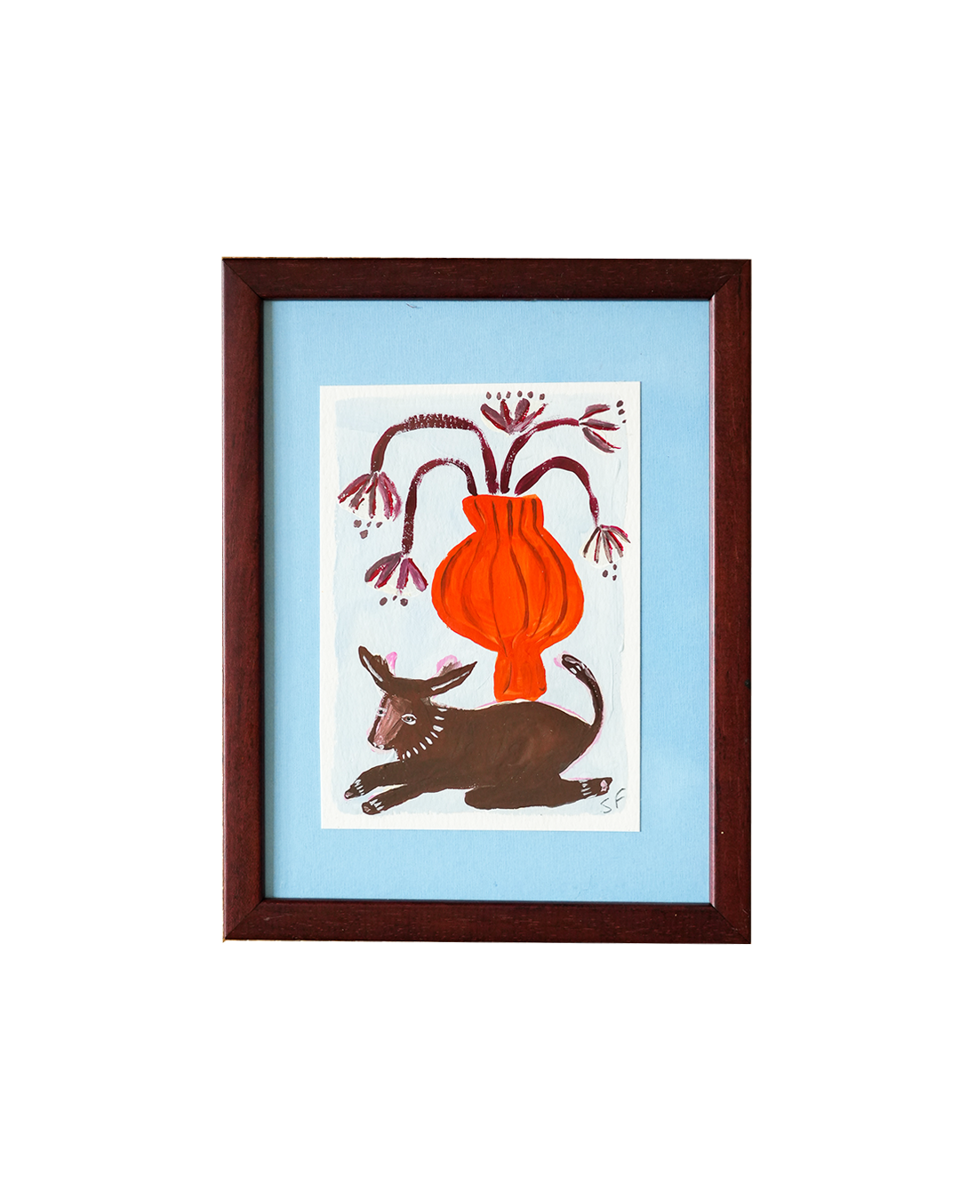 'Bull Boy and the Flowers' Original Framed Painting