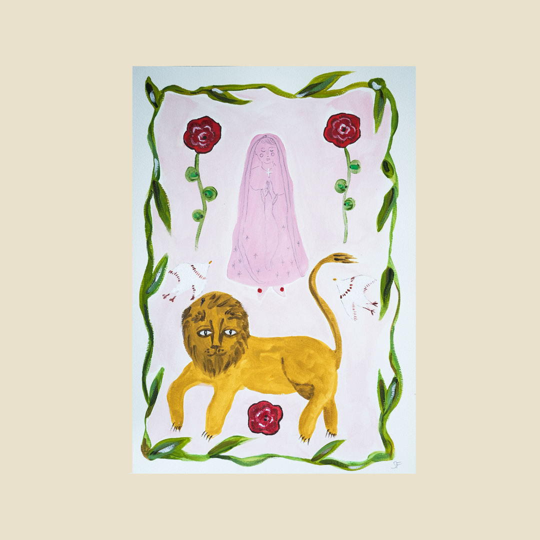 'Mary's Wild Garden' Gouache and Pencil Painting