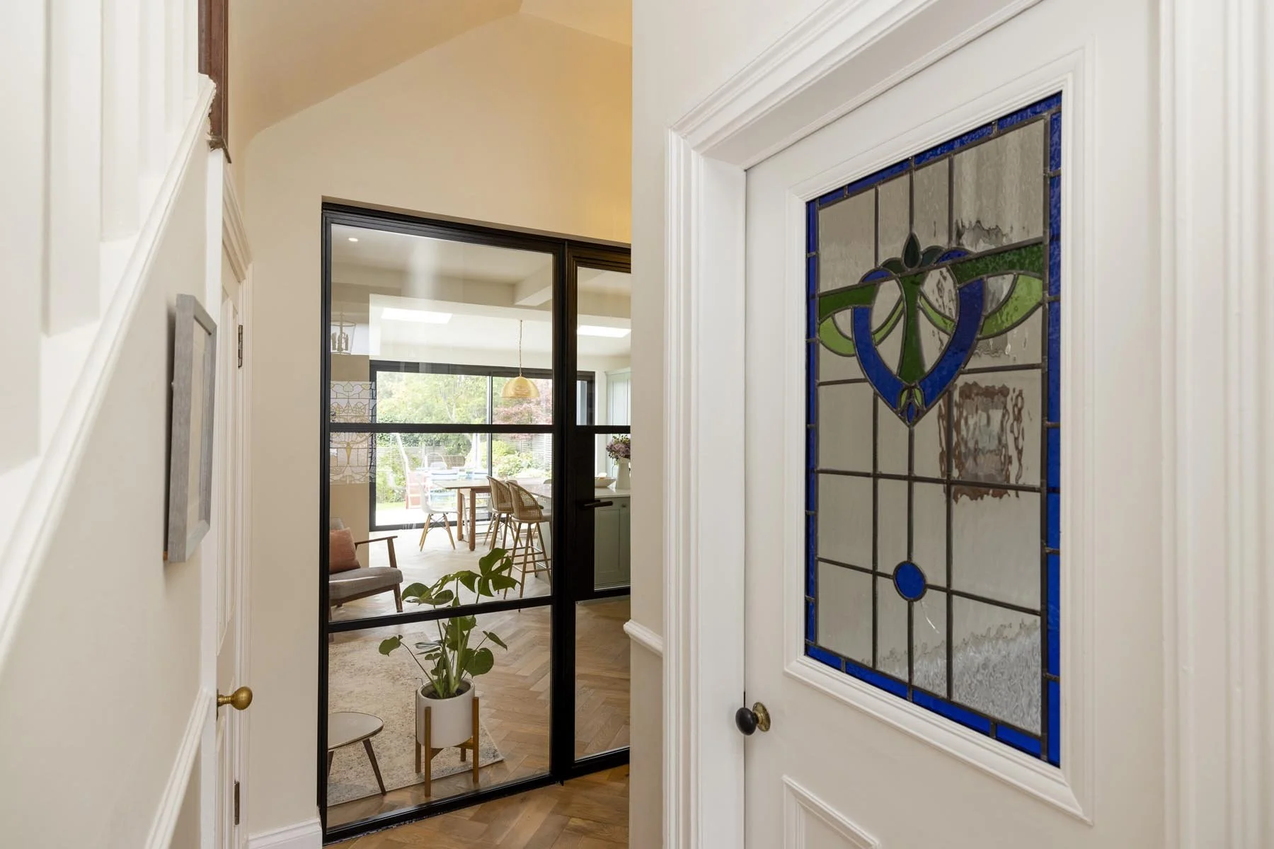 hallway view of crittal style doors 