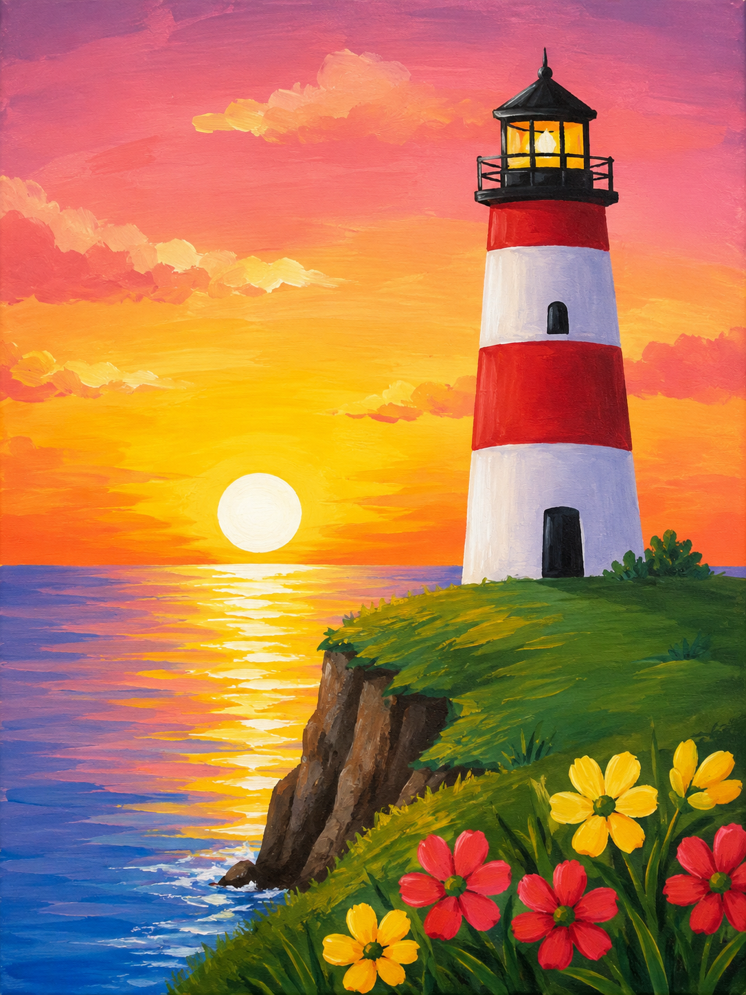 Lighthouse Sunset - Paint Party Selection