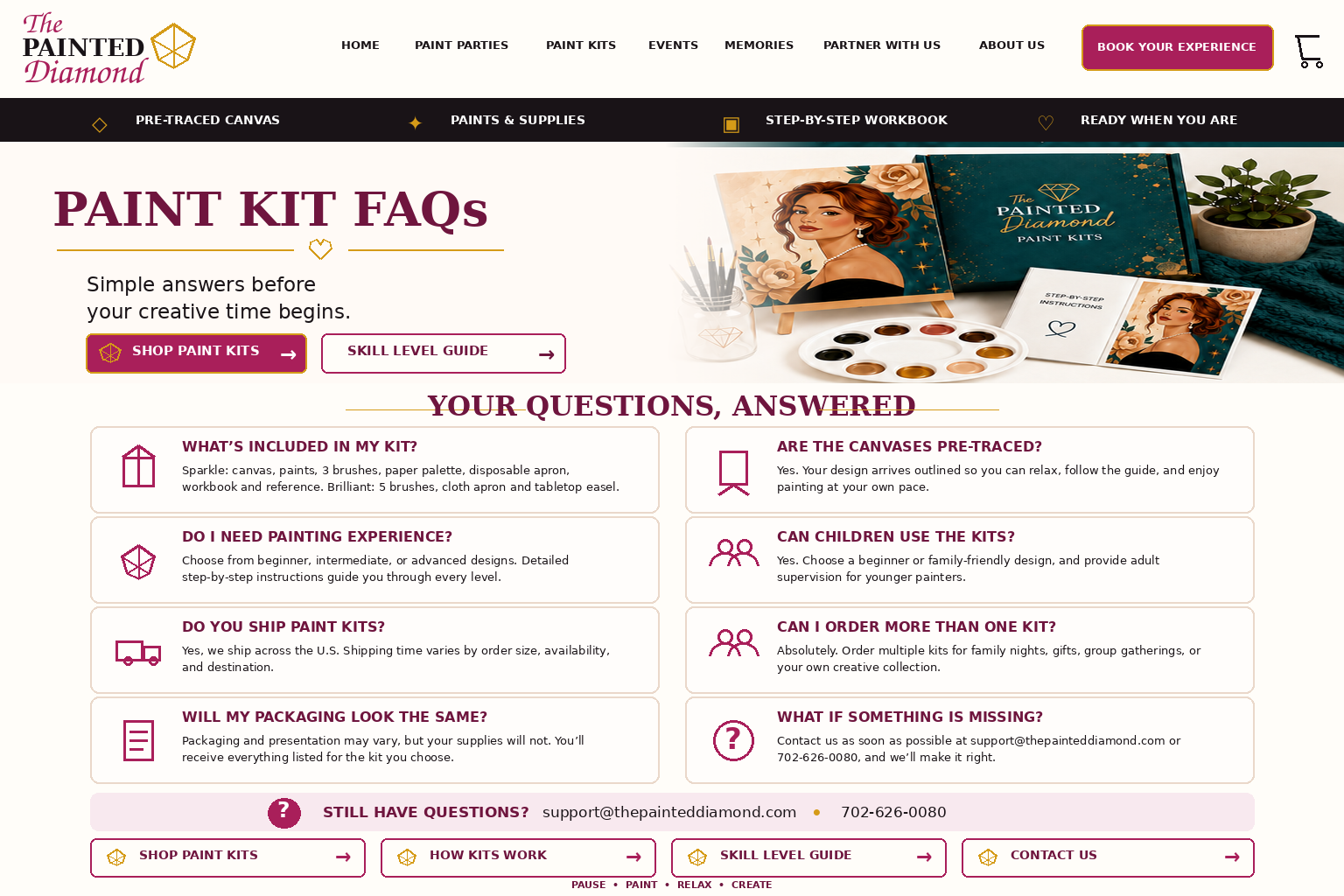The Painted Diamond Paint Kit frequently asked questions