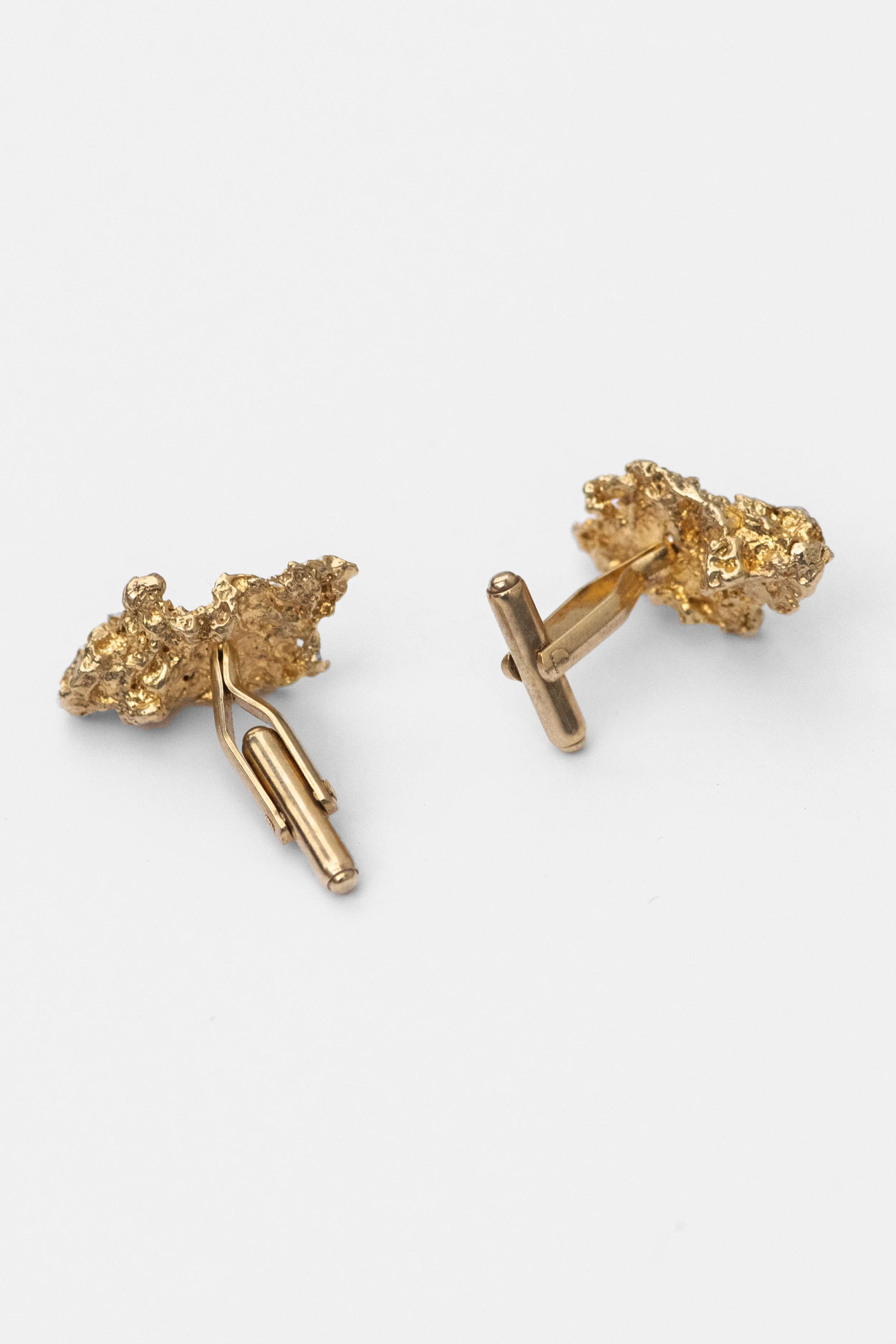 Rock-Shaped Cufflinks | Gold Plated + Classic Loose Cuffs