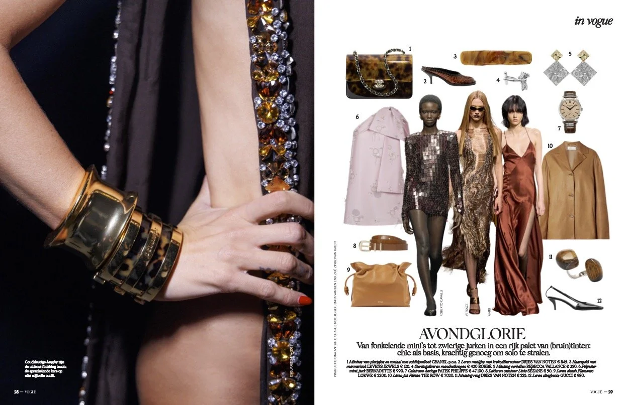 Fashion magazine spread featuring ROBBÉ's Silver Rock-Shaped Cufflinks