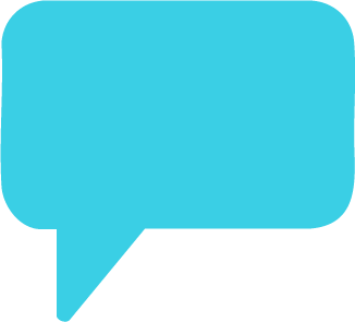 Blue speech bubble icon on a white background.