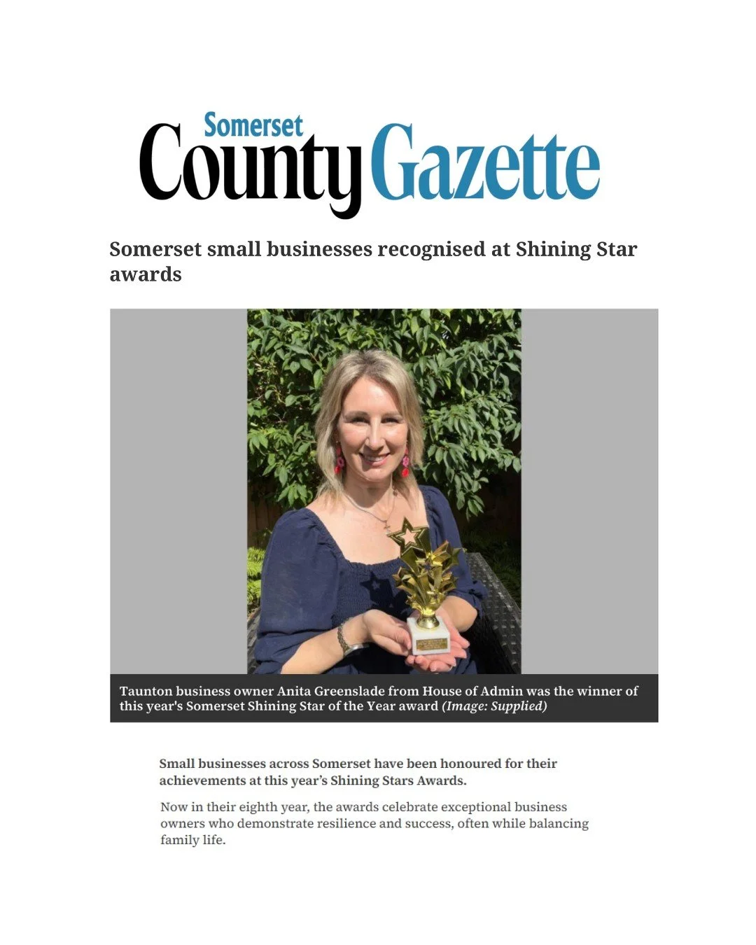 Somerset Small Business Recognised at Shining Star Awards