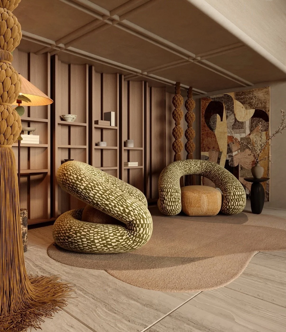 Where form softens structure✨
@ali.el_sayed redefines modern organic living.

There&rsquo;s a quiet confidence in these interiors where sculptural silhouettes meet architectural discipline. @ali.el_sayed crafts spaces that feel both grounded and elev