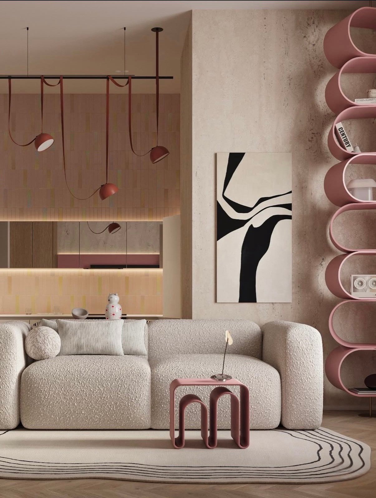 Scrolling through my explore page, I instantly fell in love with this contemporary, sculptural yet feminine interior design by @archirooms_bureau . The space feels like a perfect balance between soft minimalism and artistic expression. From the cream