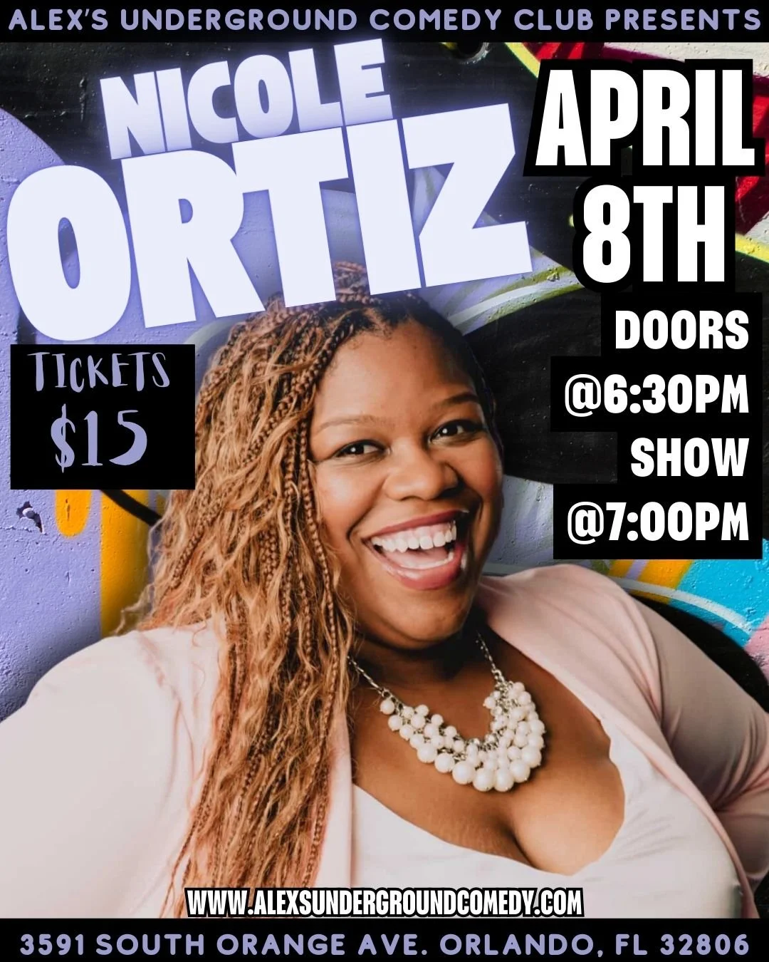 Wednesday, April 8th @ 7:00PM Nicole Ortiz