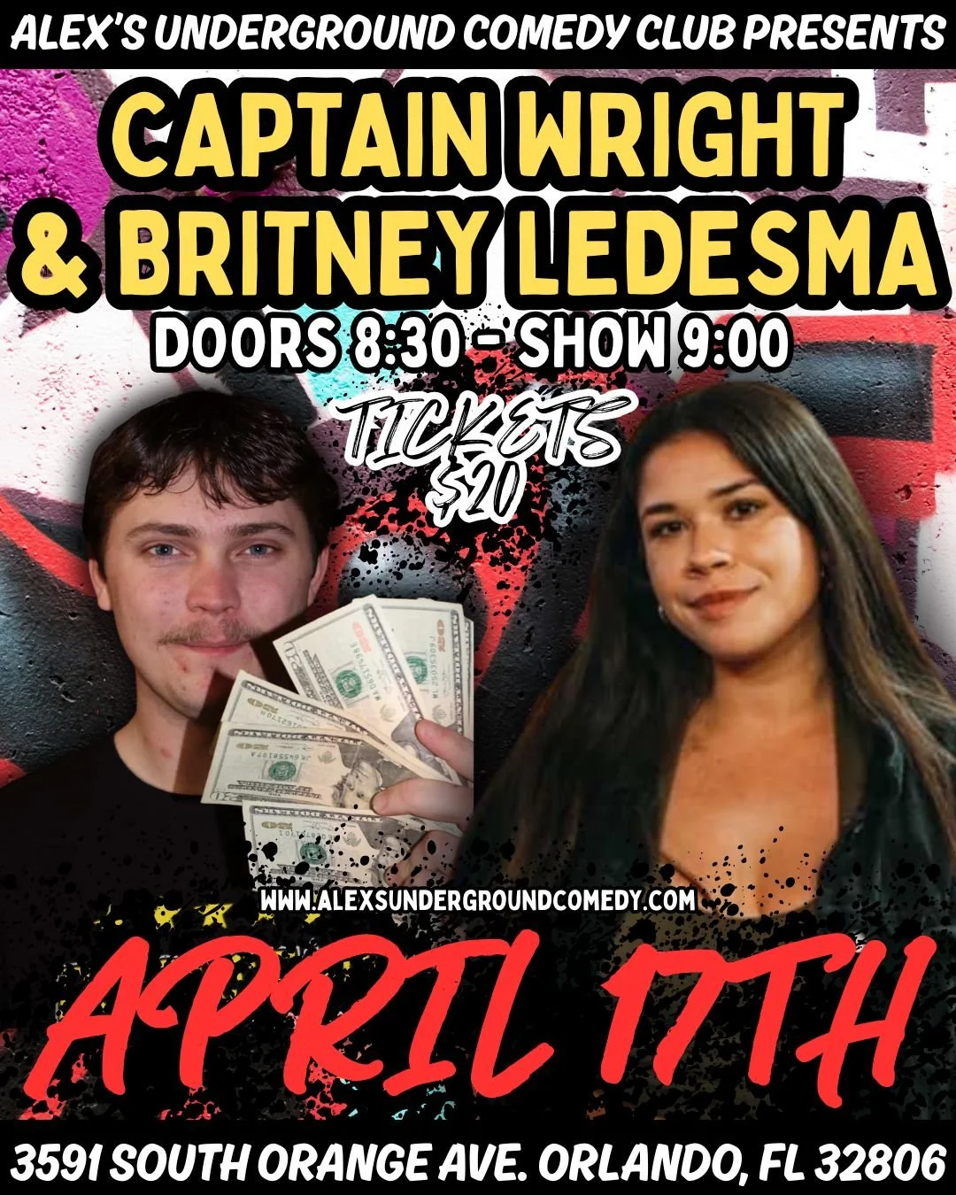 Friday, April 17th @ 9:00PM Captain Wright & Britney Ledesma